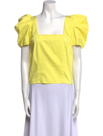 Alice + Olivia Square Neckline Short Sleeve Crop Top