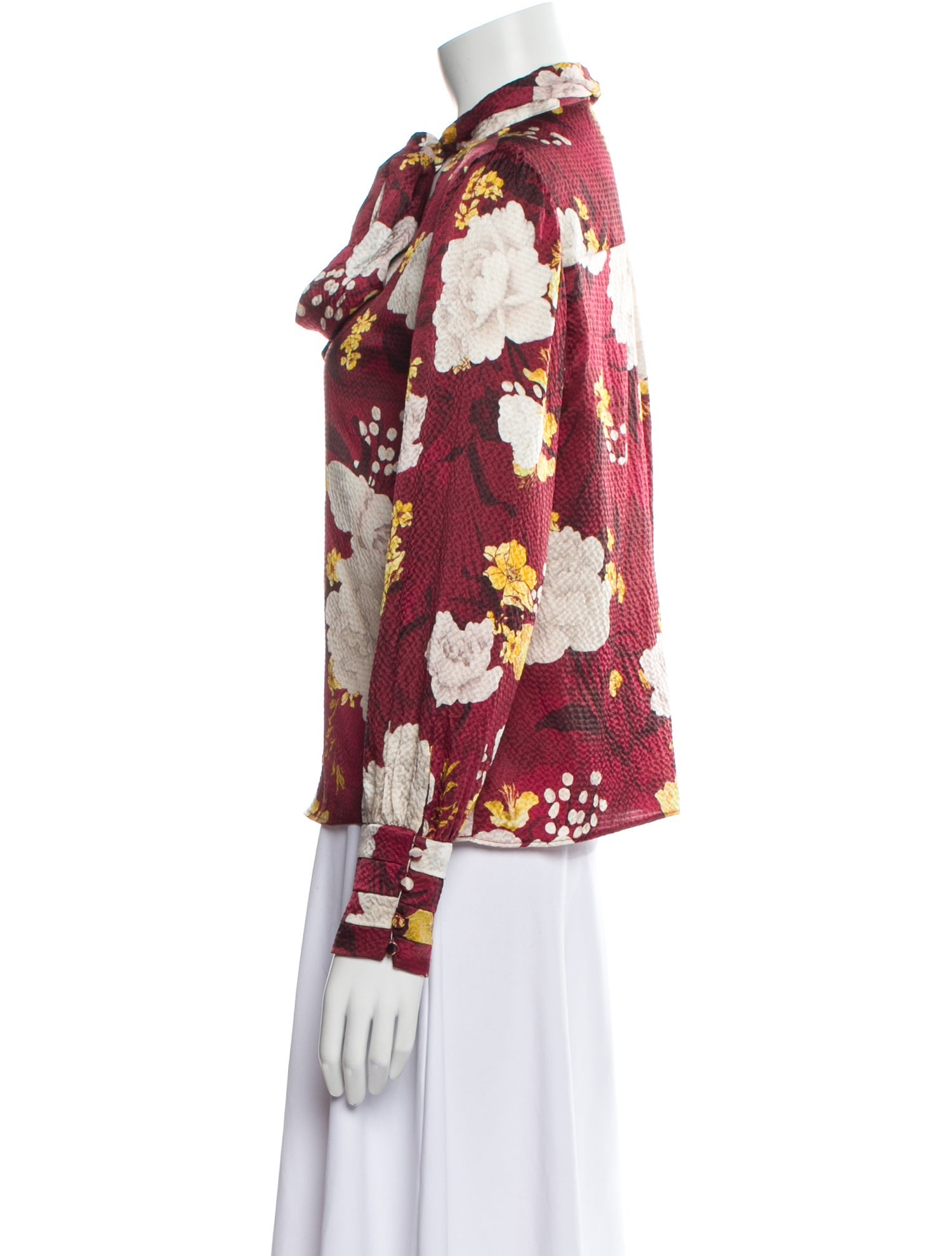 Alice + Olivia Silk Floral Print Button-Up Top