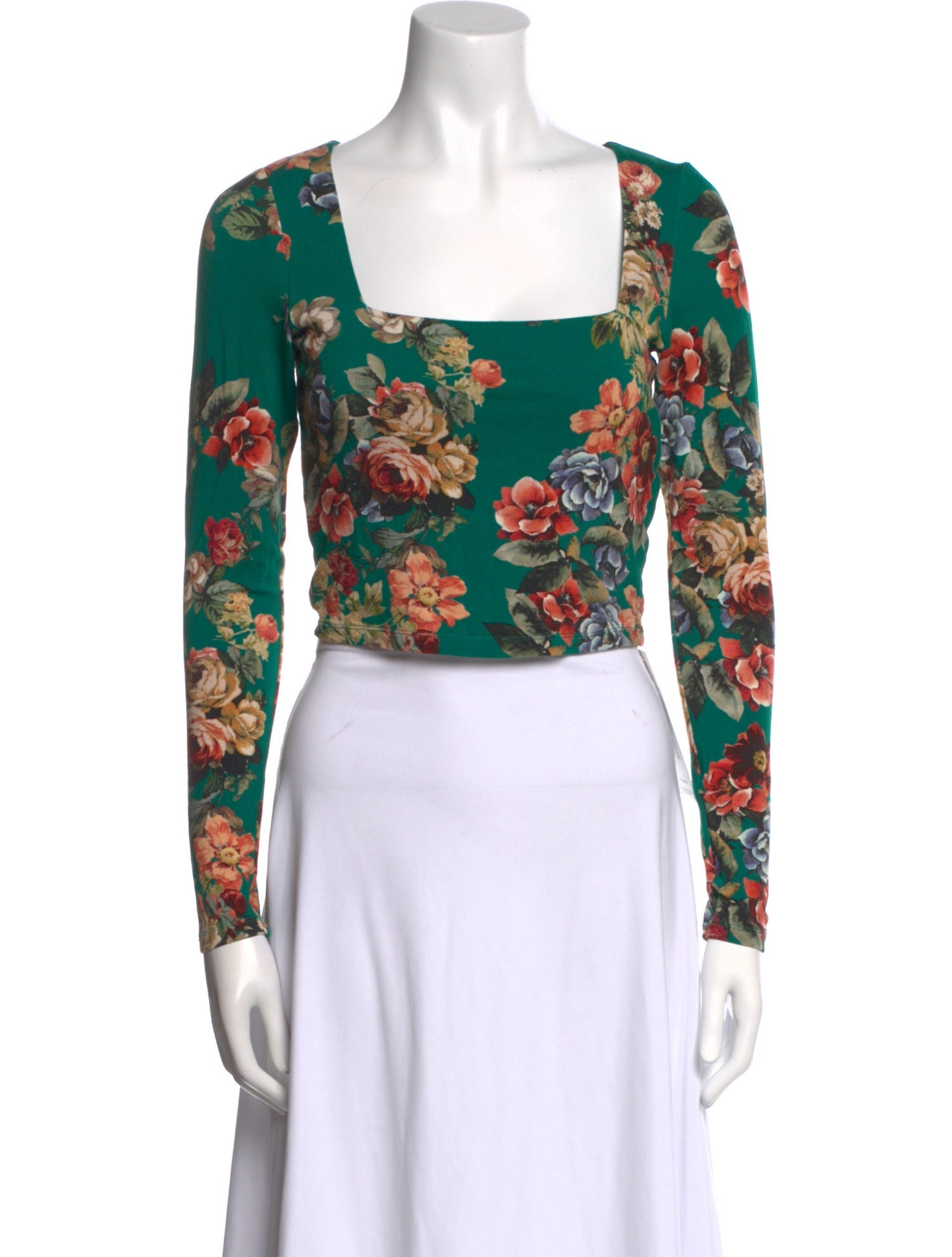 Alice + Olivia Floral Print Square Neckline Crop Top