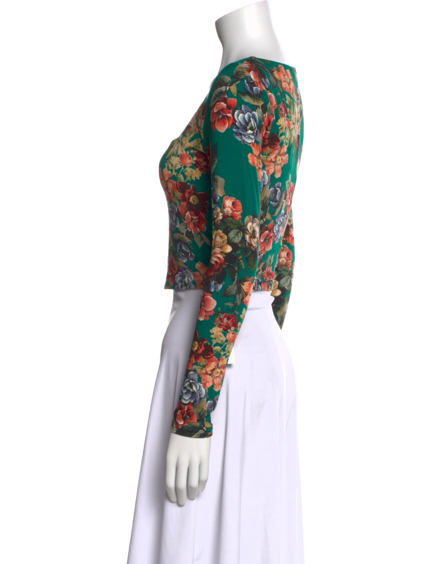 Alice + Olivia Floral Print Square Neckline Crop Top