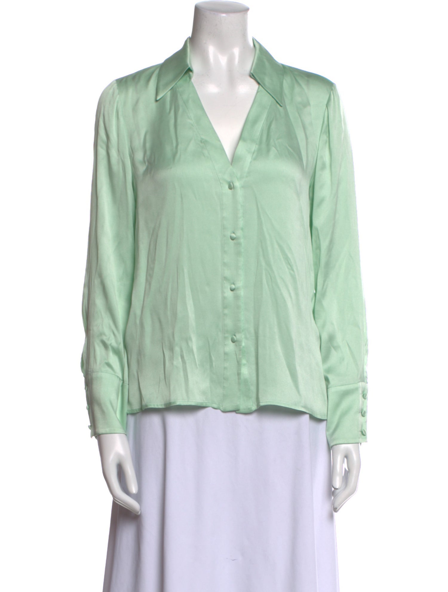 Alice + Olivia Silk V-Neck Button-Up Top