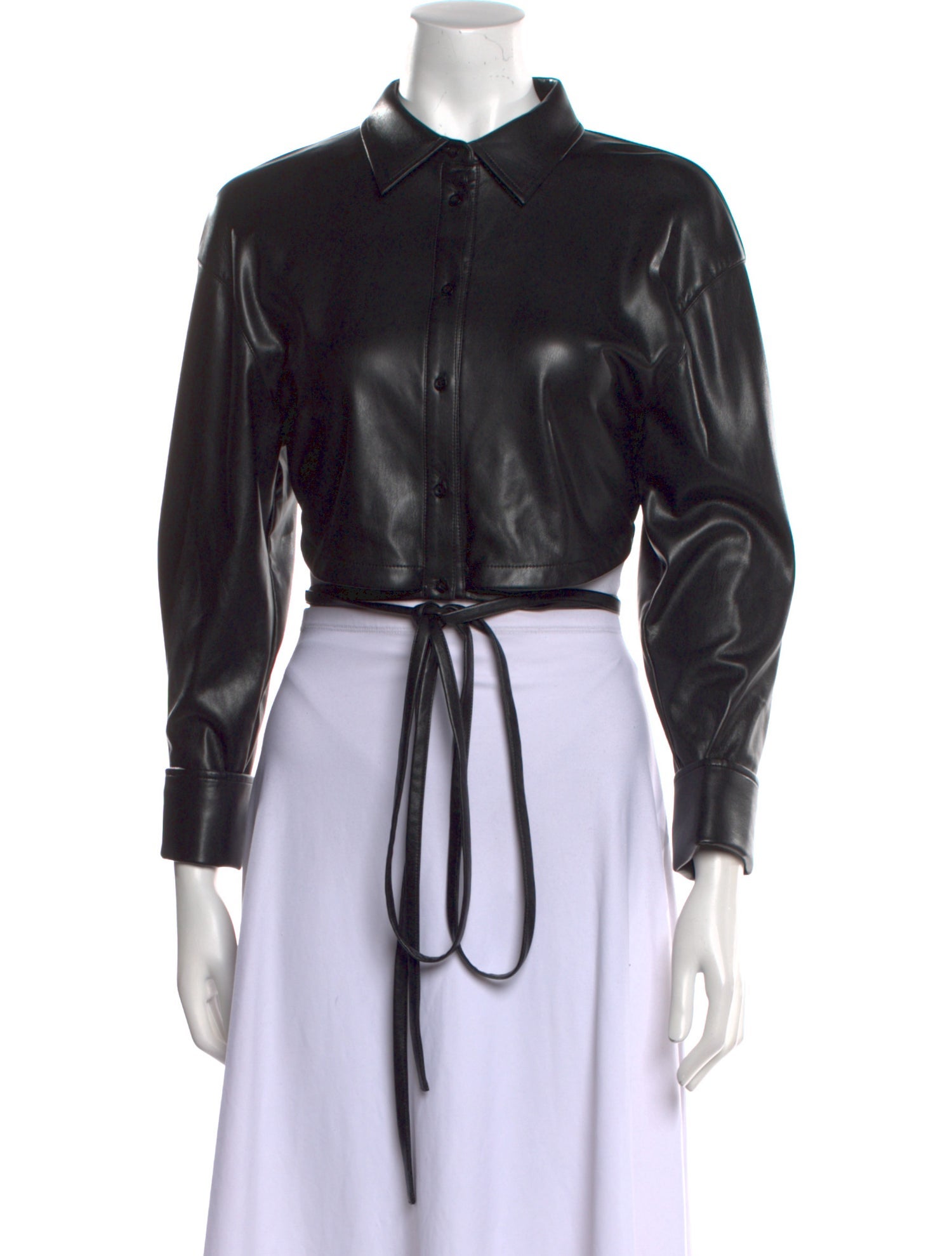 Alice + Olivia Silk Long Sleeve Crop Top