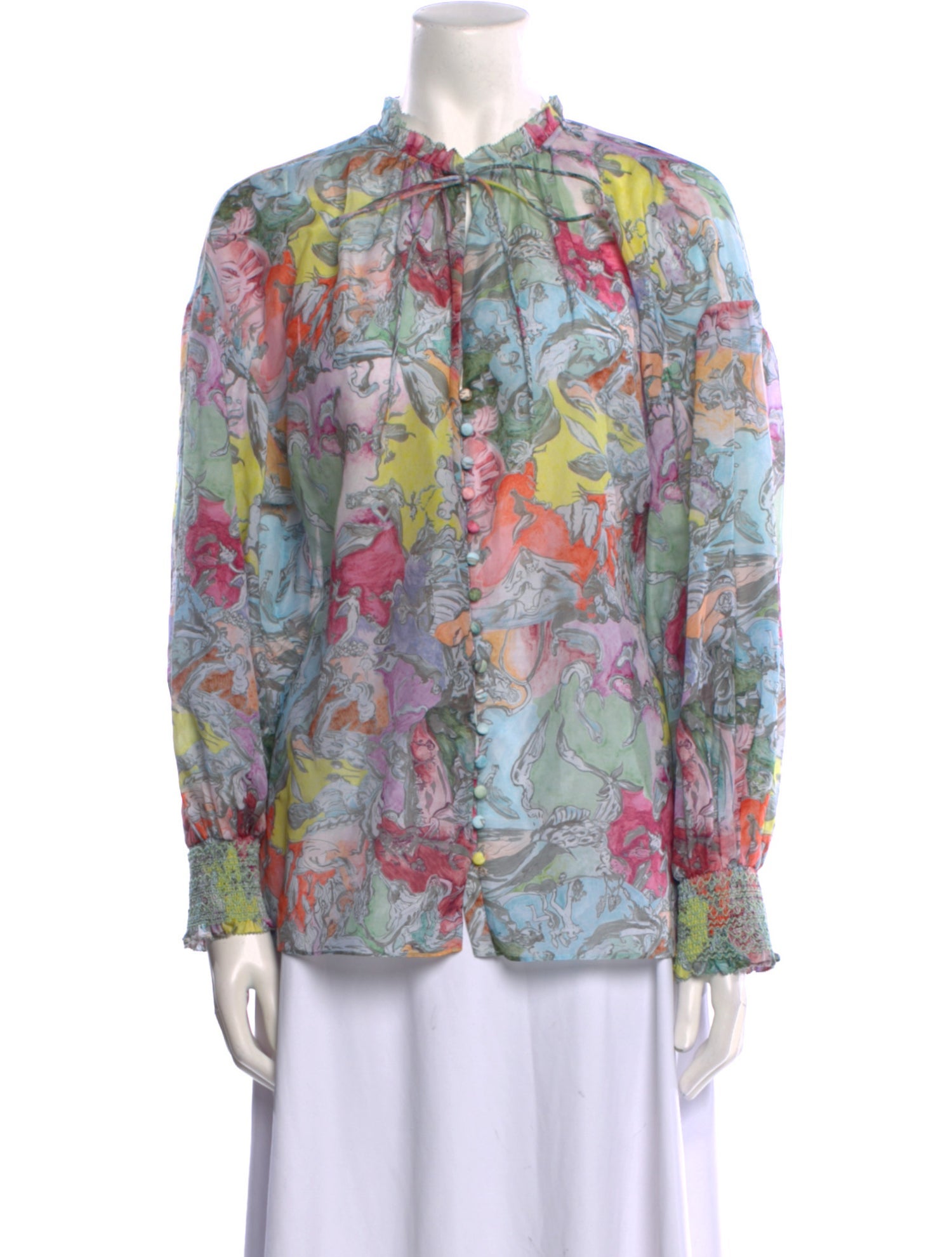 Alice + Olivia Floral Print Mock Neck Blouse