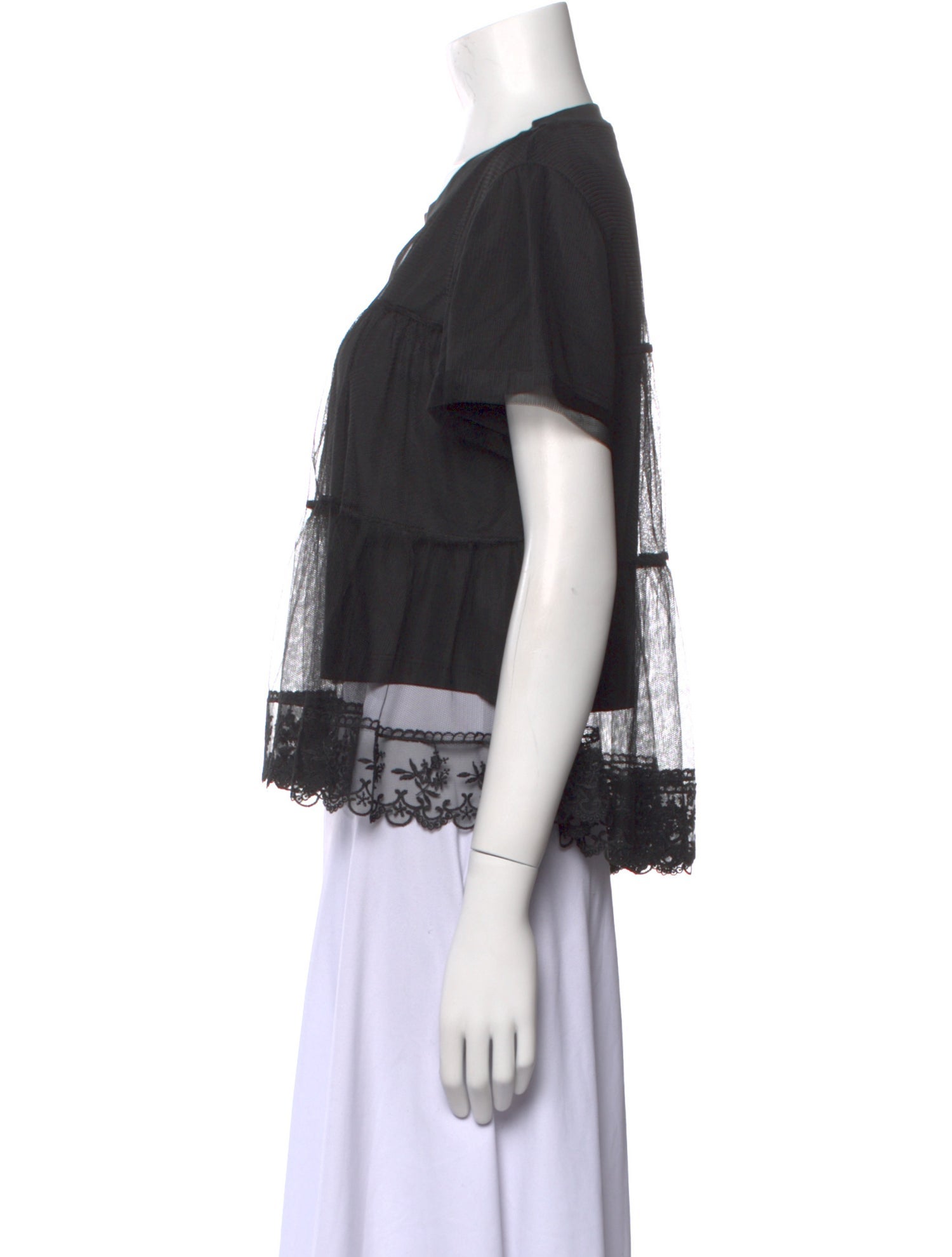 Alice + Olivia Scoop Neck Short Sleeve Crop Top