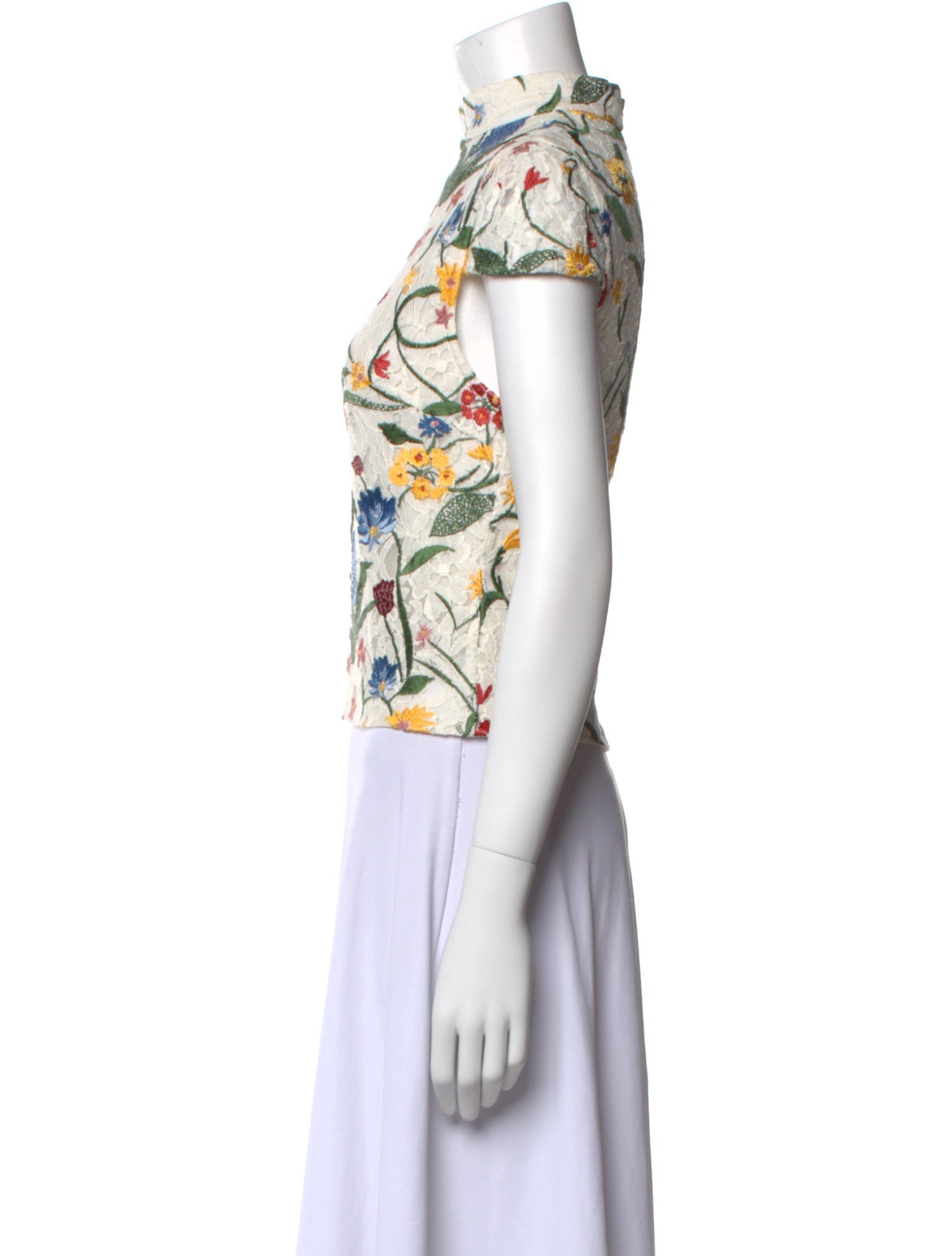 Alice + Olivia Floral Print Mock Neck Blouse