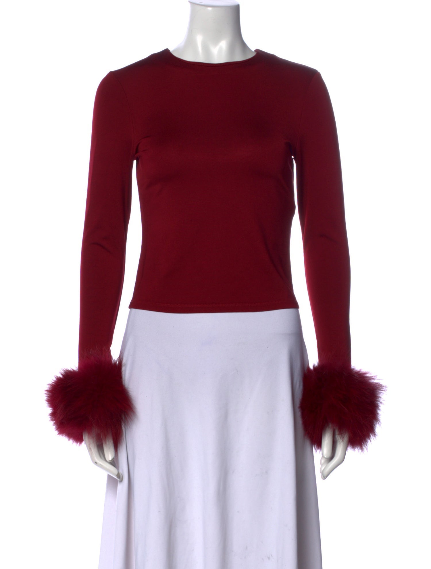 Alice + Olivia Lamb Leather Crew Neck Top