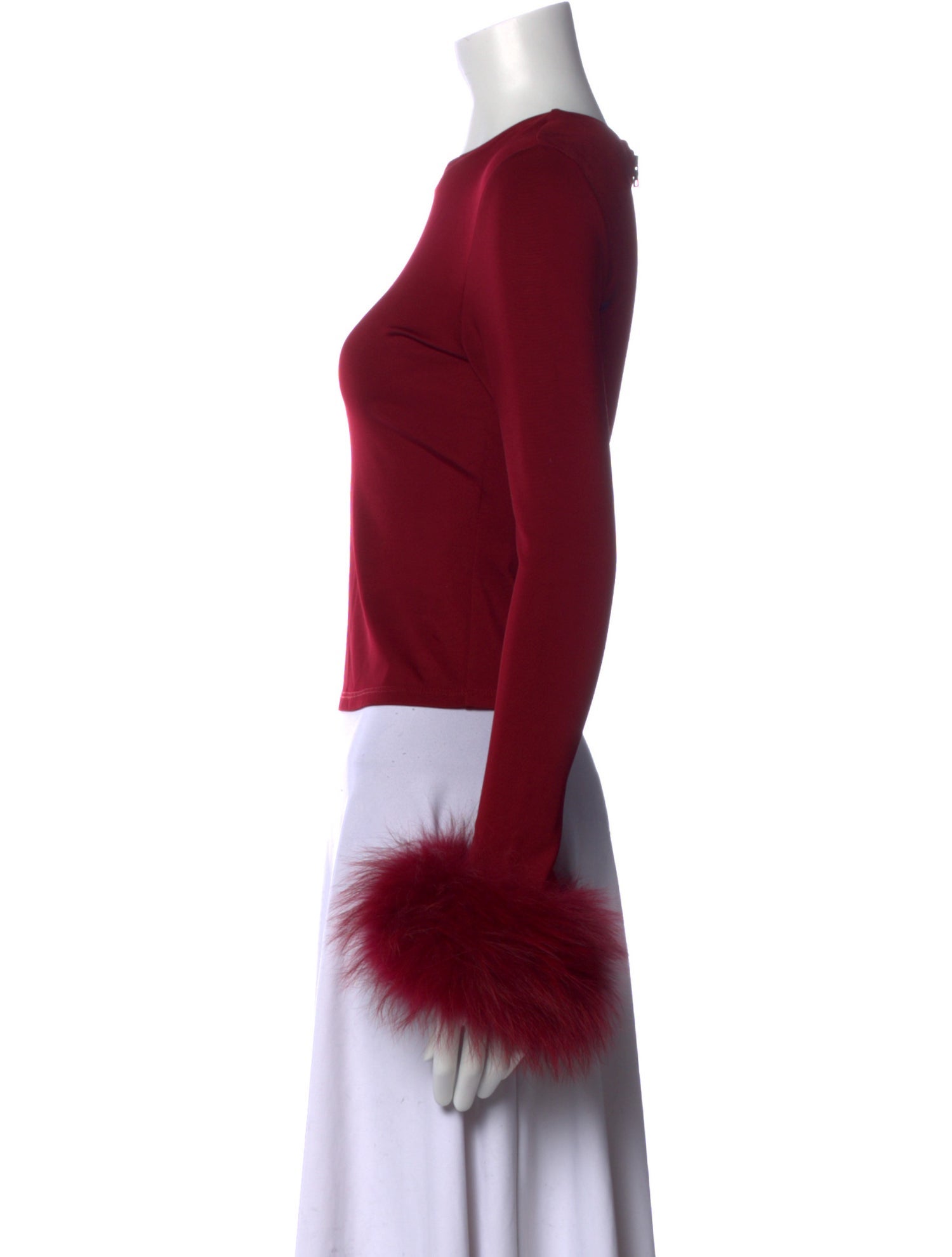 Alice + Olivia Lamb Leather Crew Neck Top