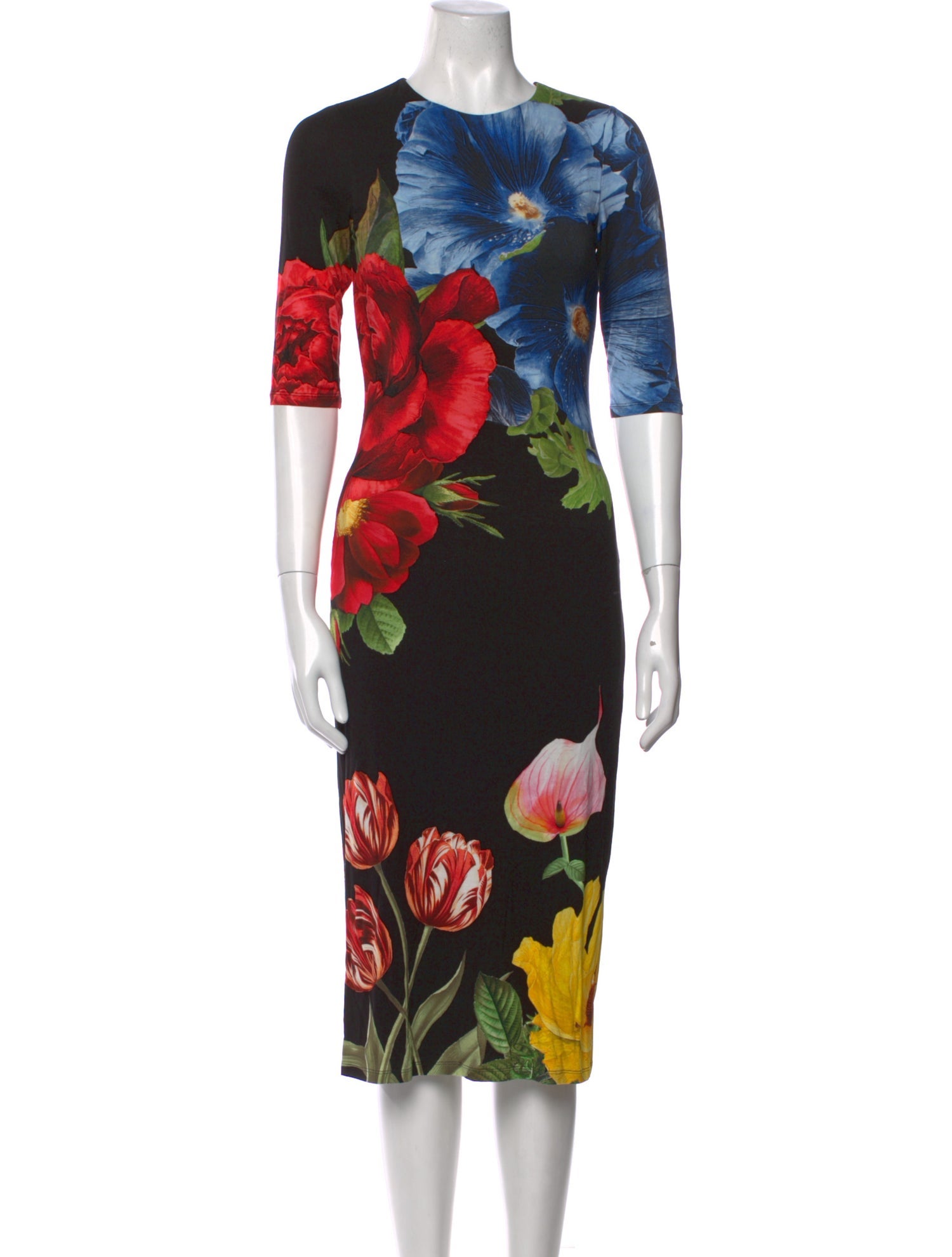 Alice + Olivia Floral Print Midi Length Dress