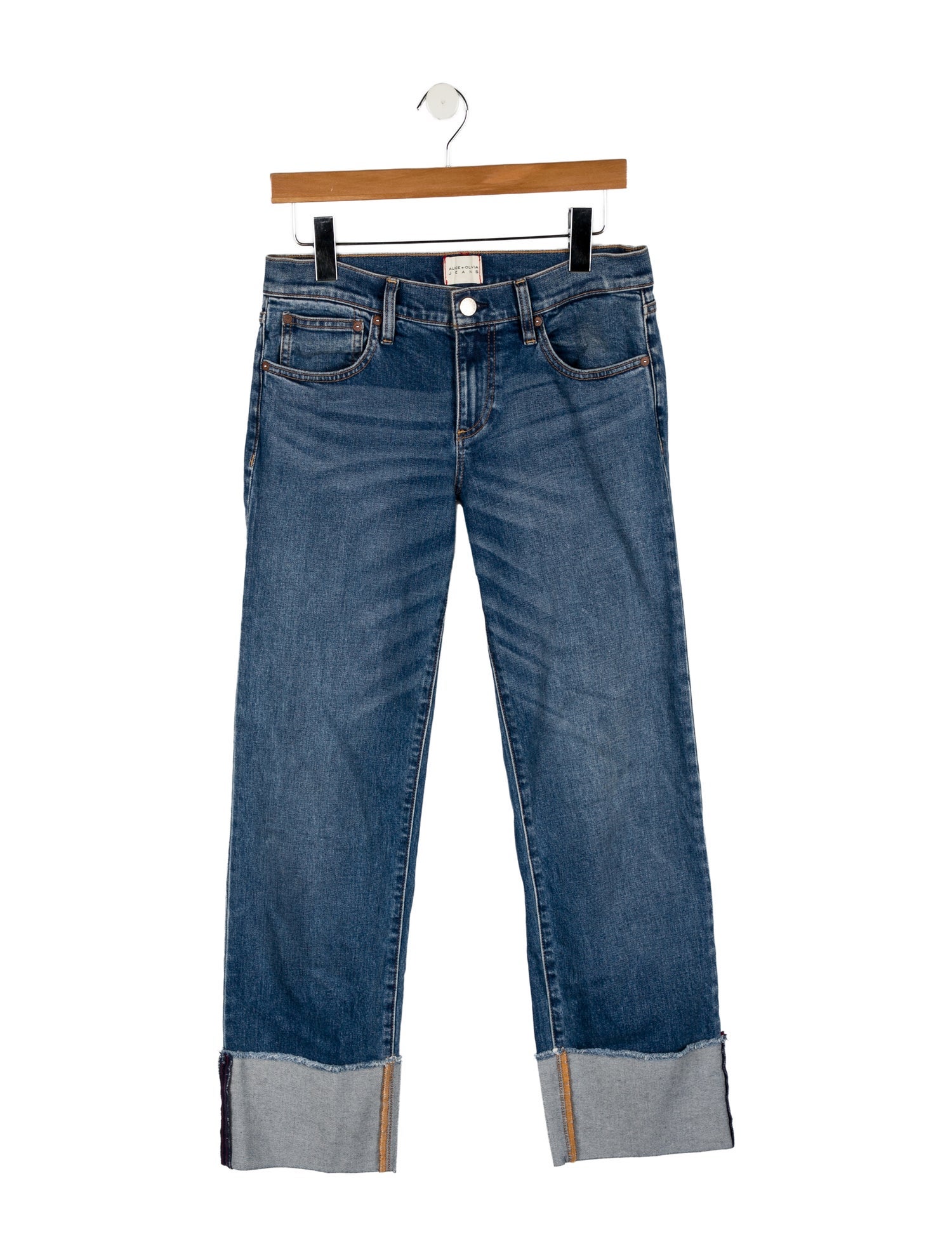 Alice + Olivia Mid-Rise Straight Leg Jeans