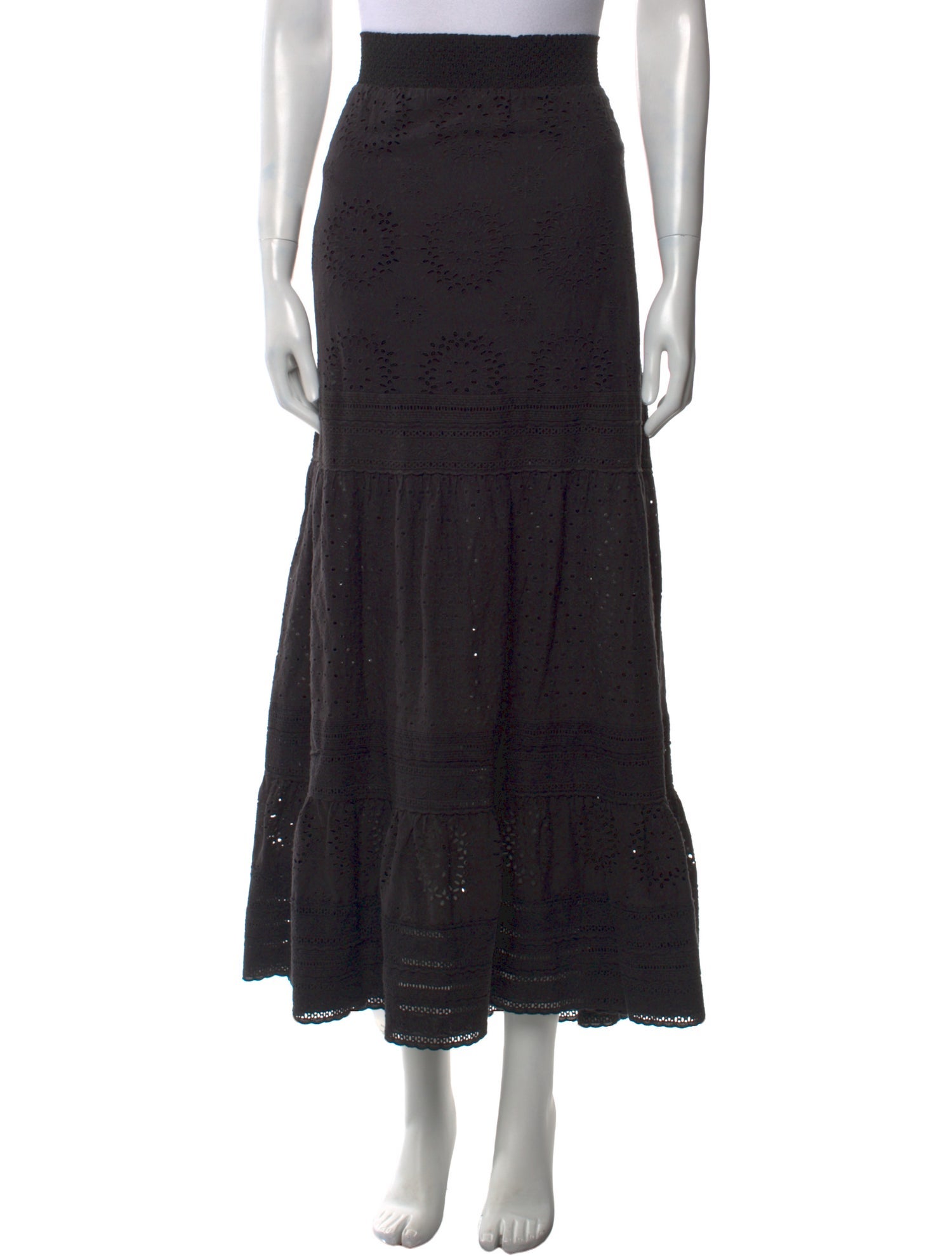 Alice + Olivia Eyelet Trim Midi Length Skirt