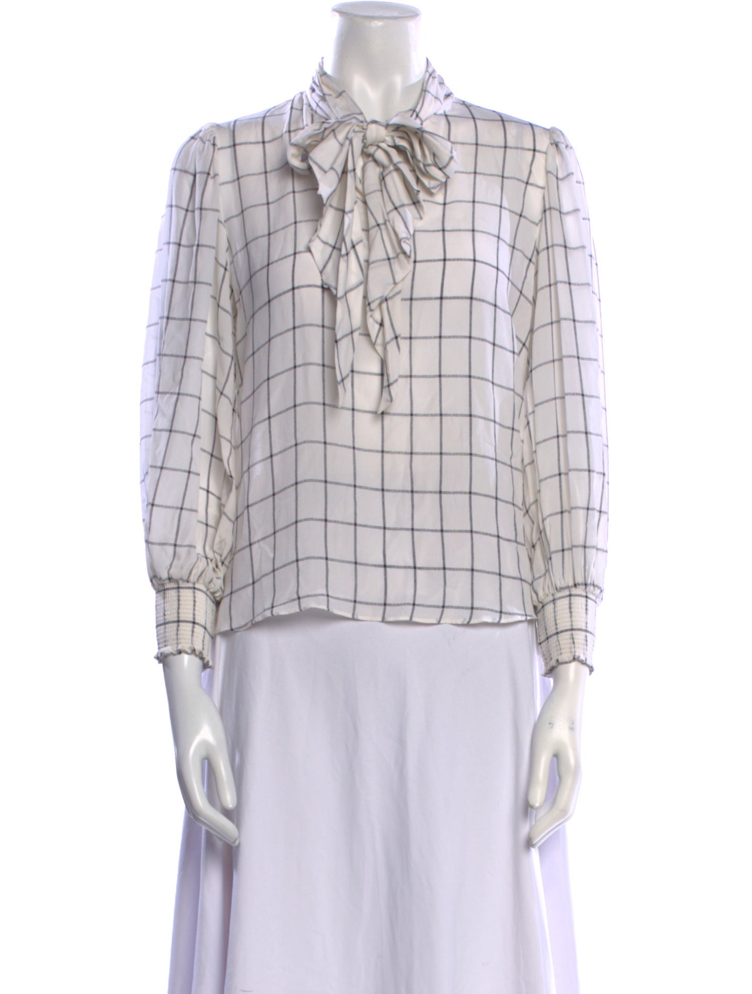 Alice + Olivia Silk Plaid Print Button-Up Top