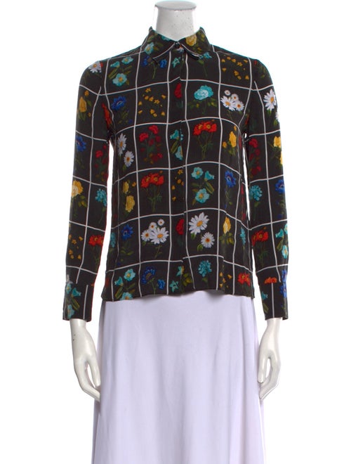 Alice + Olivia Silk Printed Button-Up Top