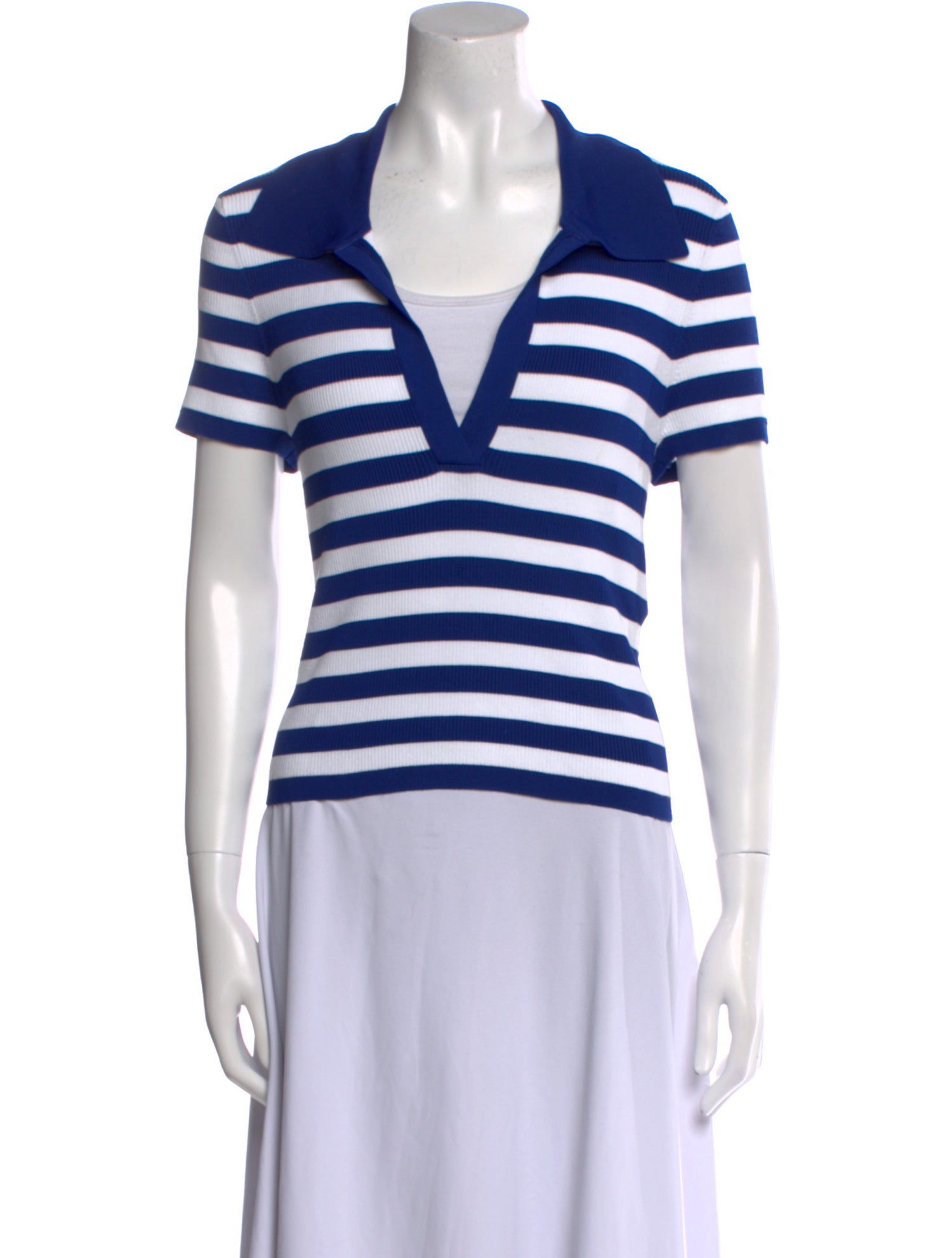 Alice + Olivia Striped V-Neck Polo