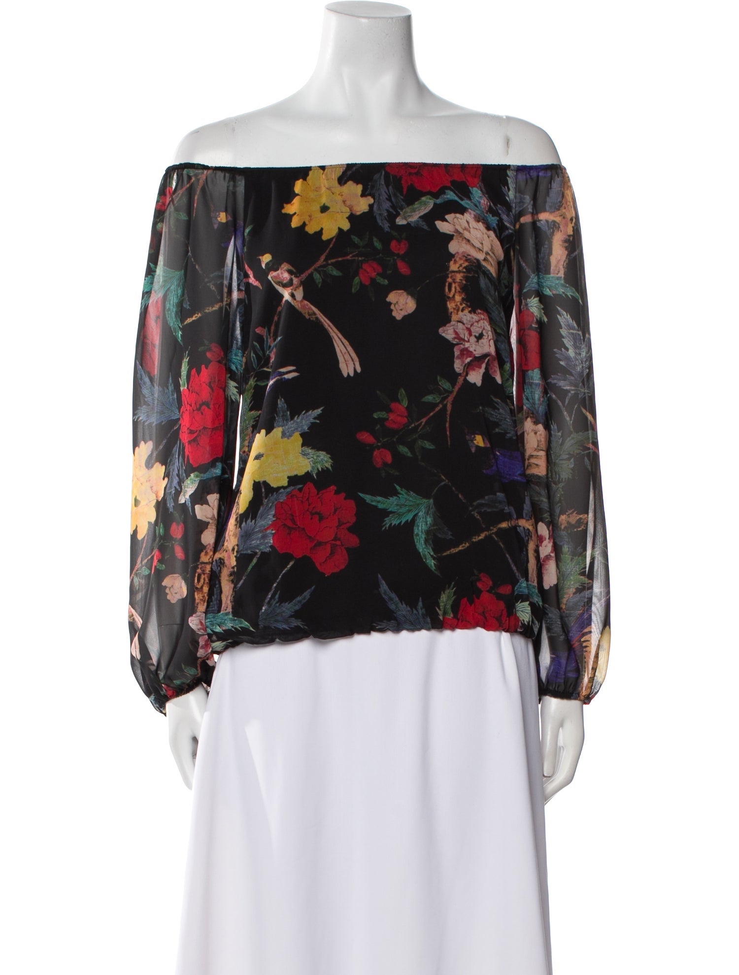 Alice + Olivia Floral Print Off-The-Shoulder Blouse