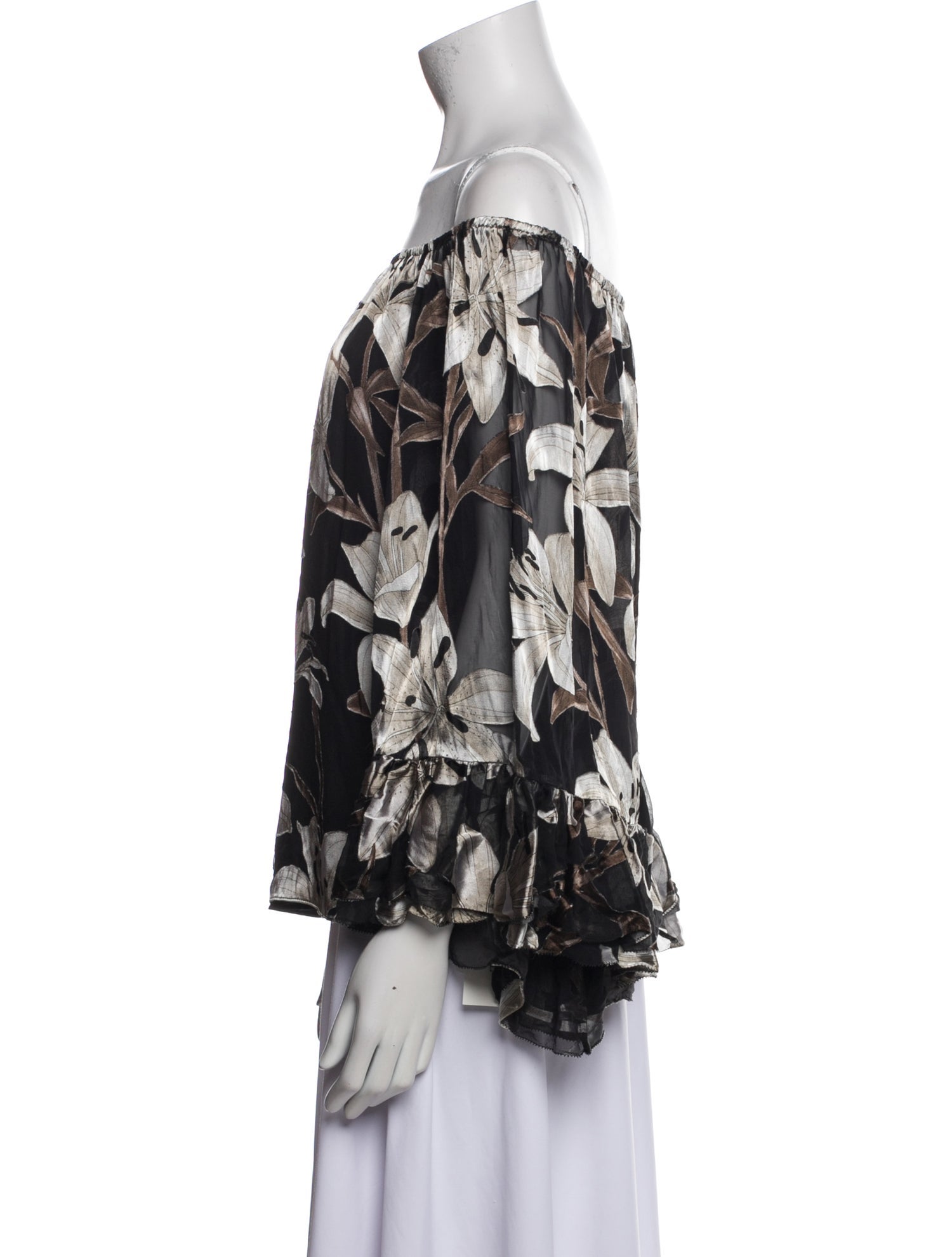 Alice + Olivia Floral Print Off-The-Shoulder Blouse