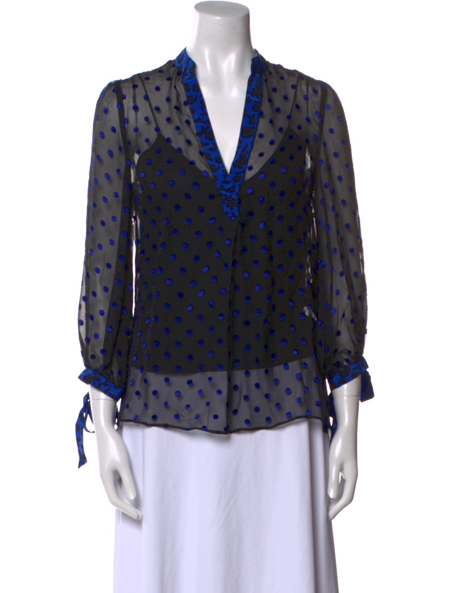 Alice + Olivia Silk Polka Dot Print Blouse