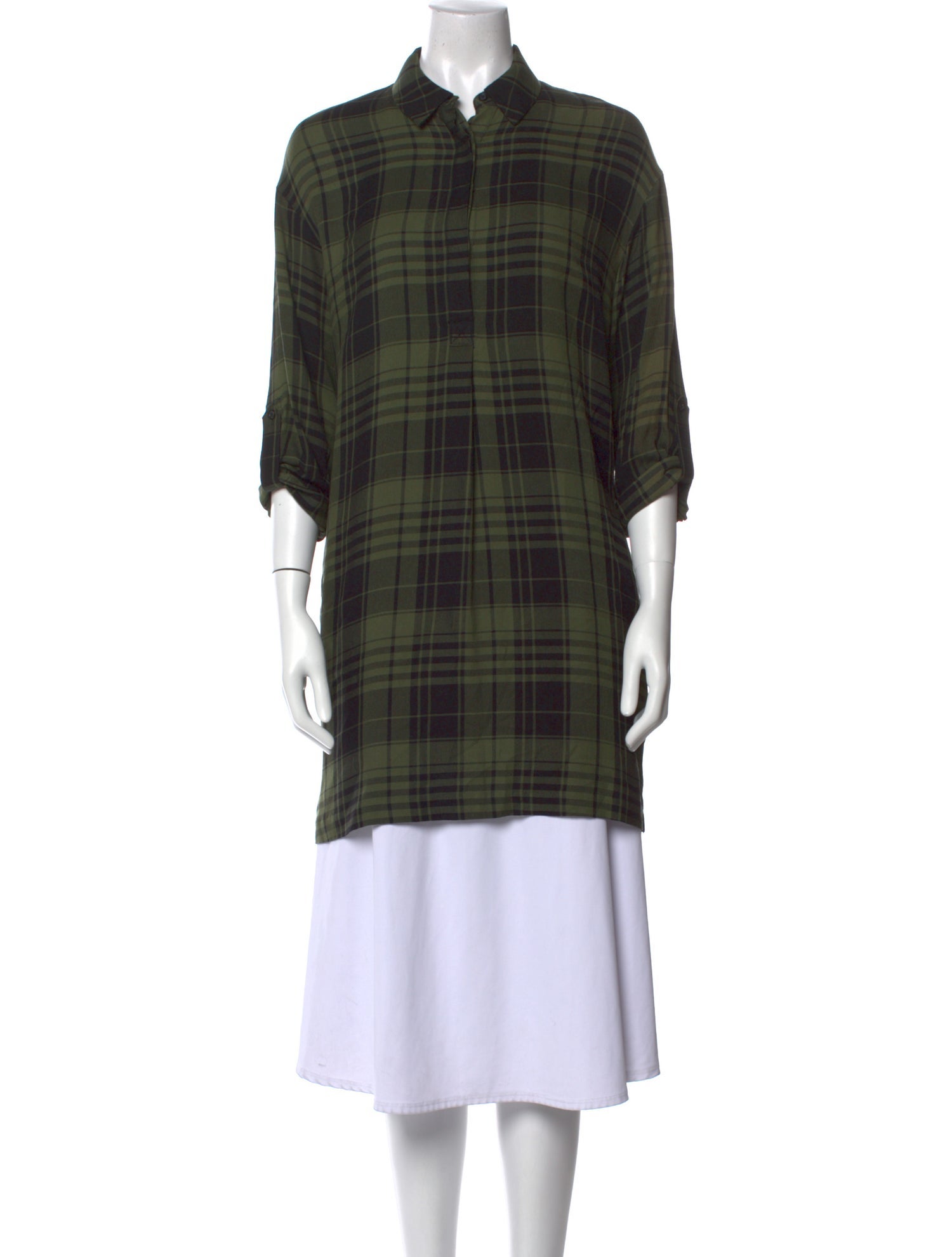 Alice + Olivia Plaid Print Mock Neck Tunic
