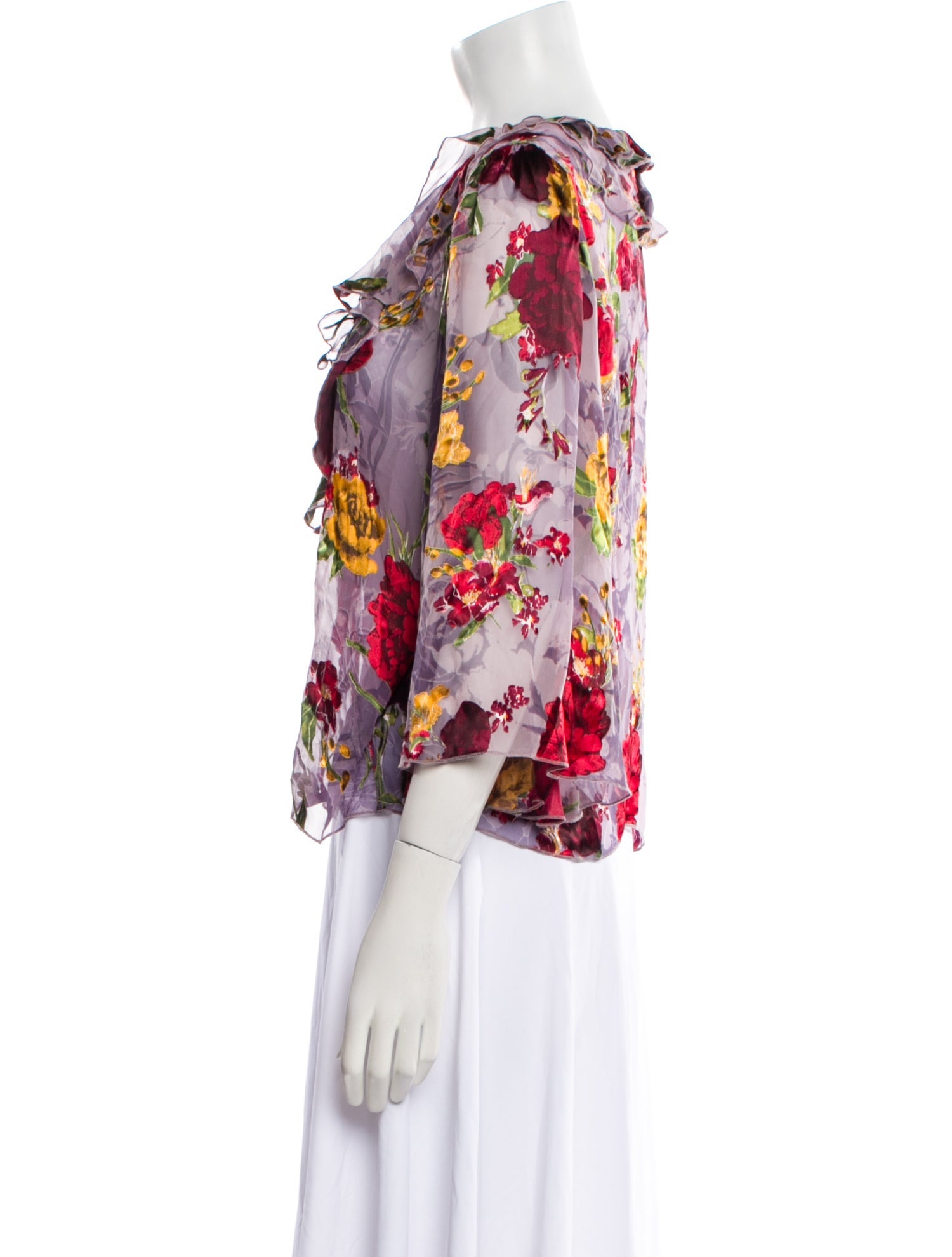 Alice + Olivia Floral Print V-Neck Blouse