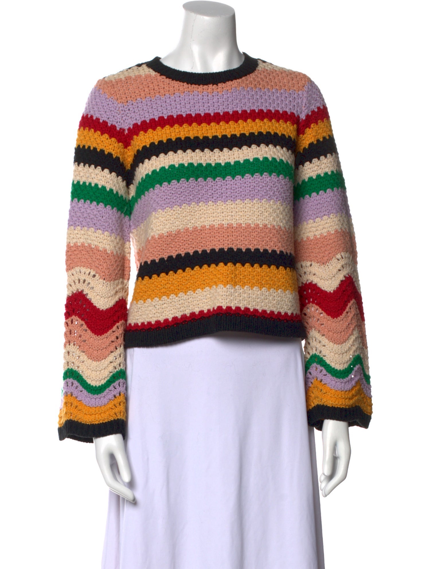 Alice + Olivia Striped Crew Neck Sweater