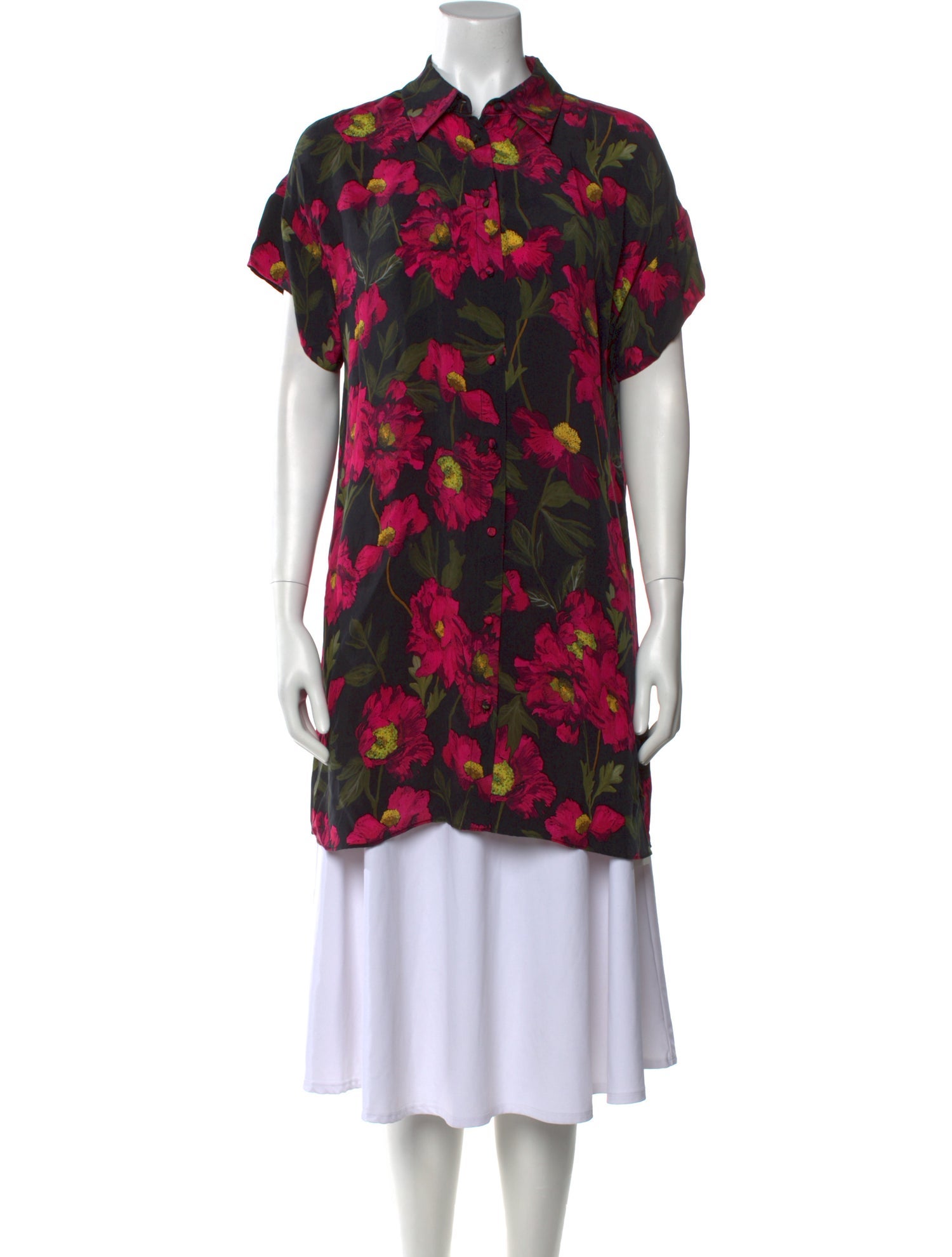 Alice + Olivia Floral Print Mock Neck Tunic