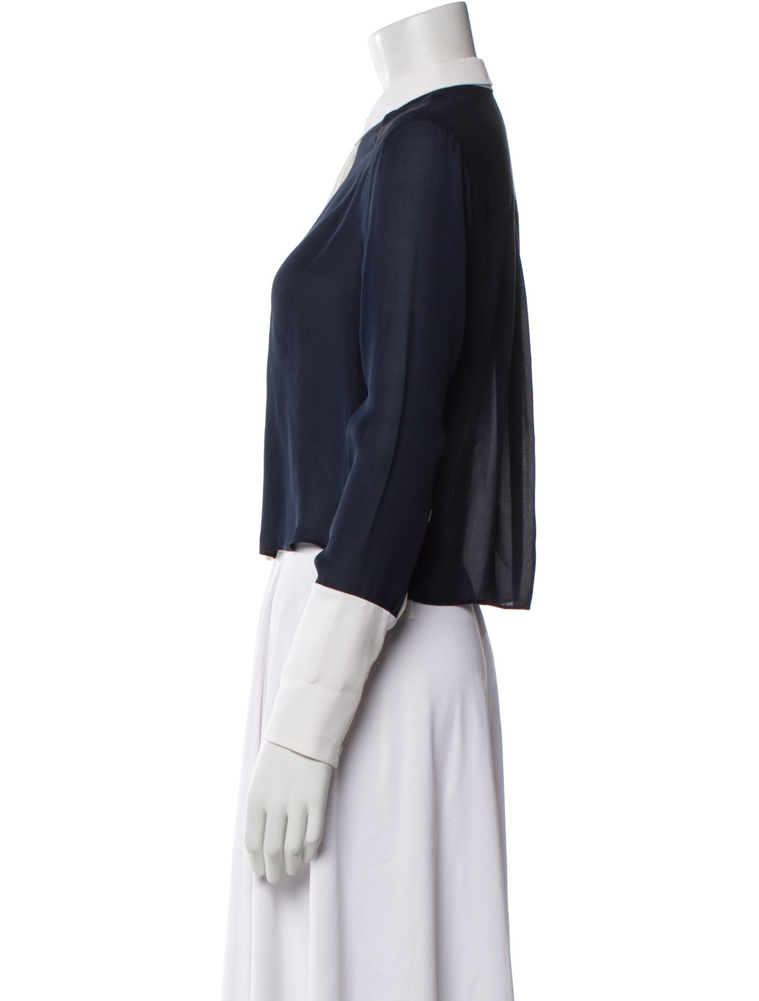 Alice + Olivia Silk Three-Quarter Sleeve Crop Top