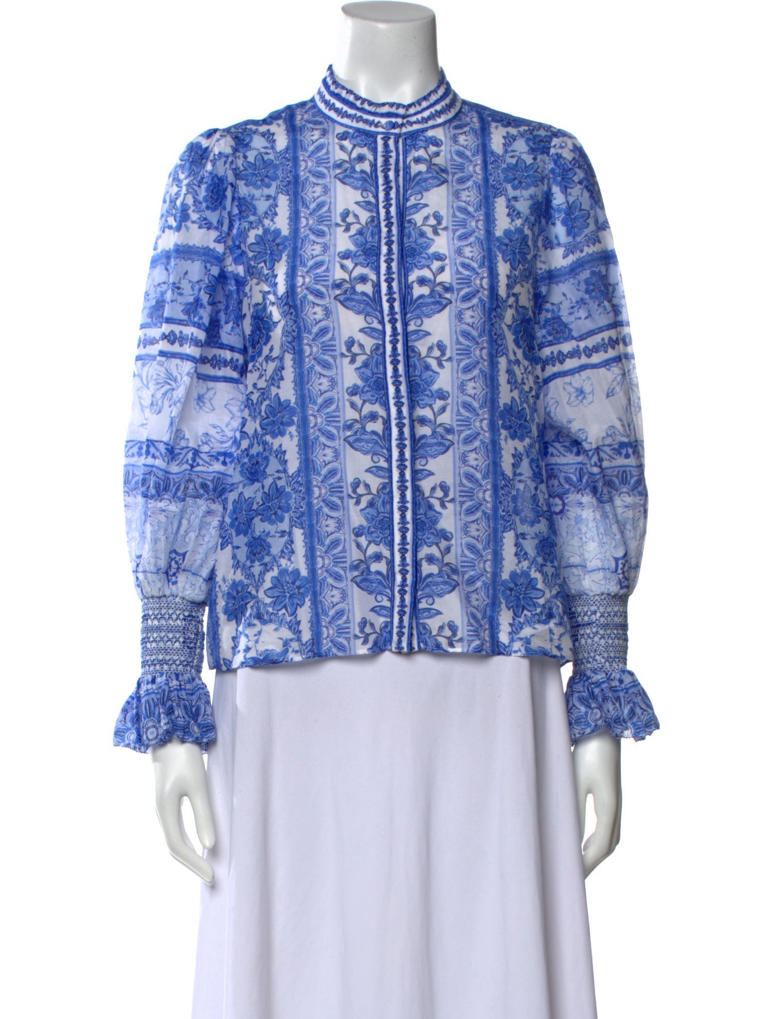 Alice + Olivia Printed Mock Neck Blouse