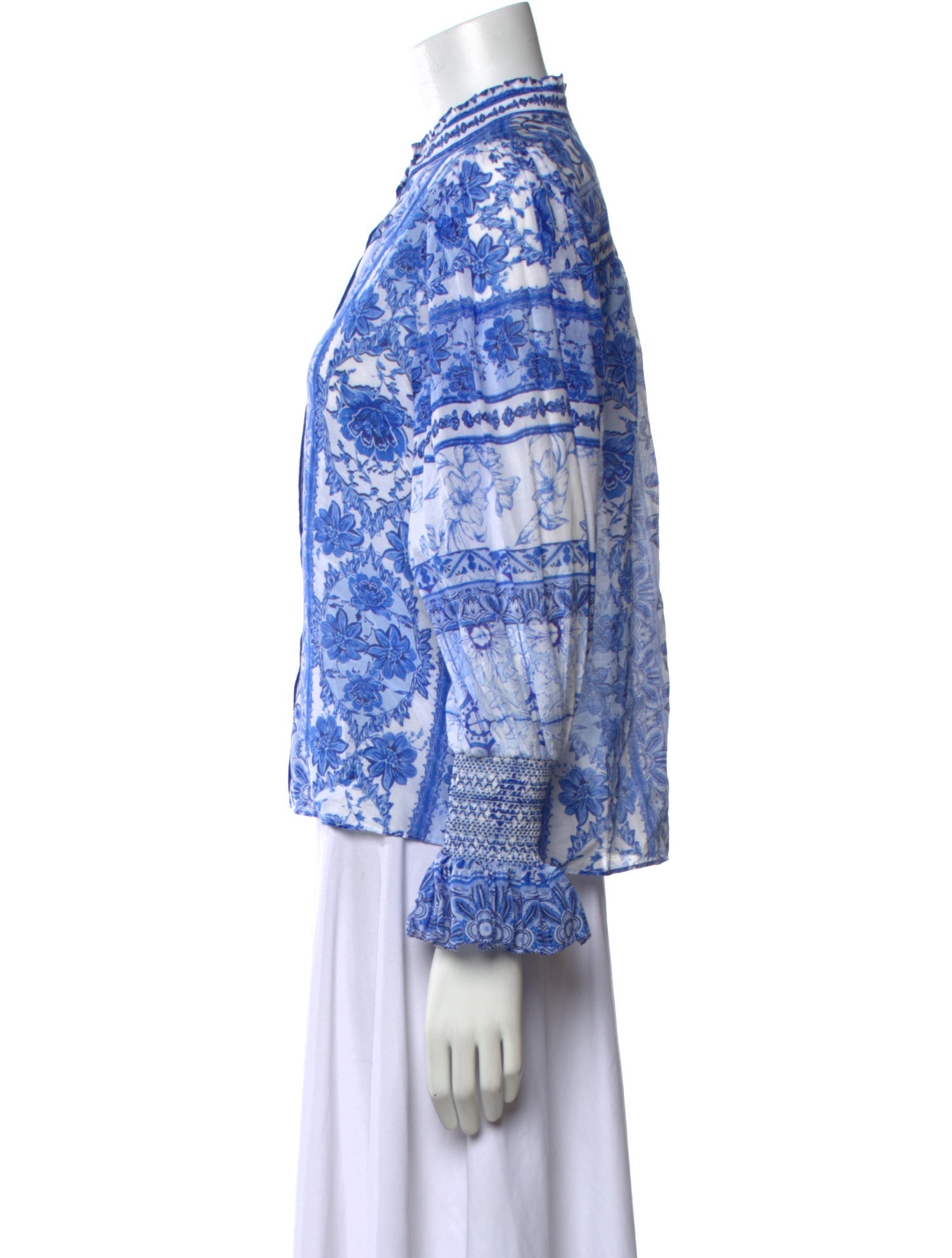 Alice + Olivia Printed Mock Neck Blouse