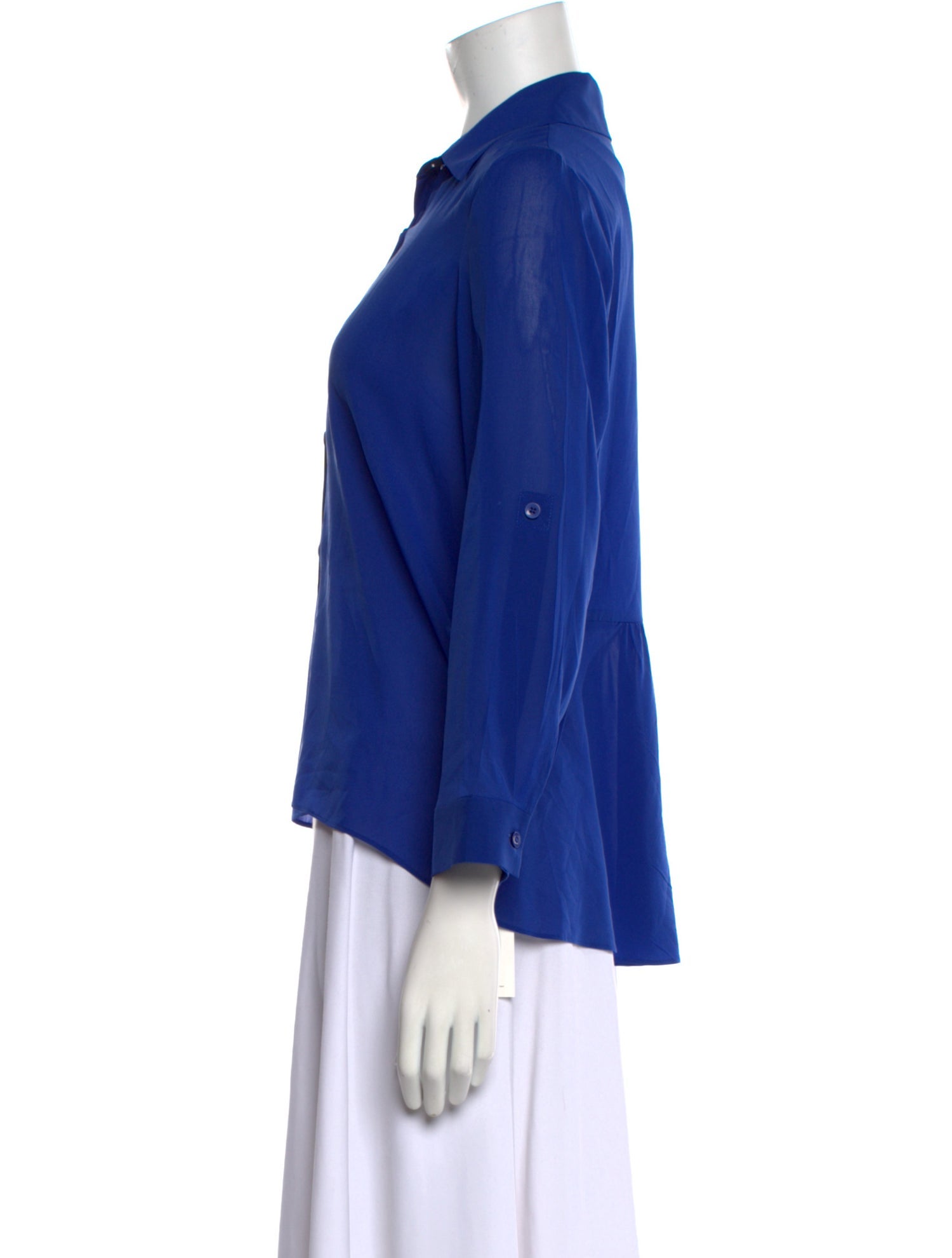 Alice + Olivia Silk Three-Quarter Sleeve Button-Up Top