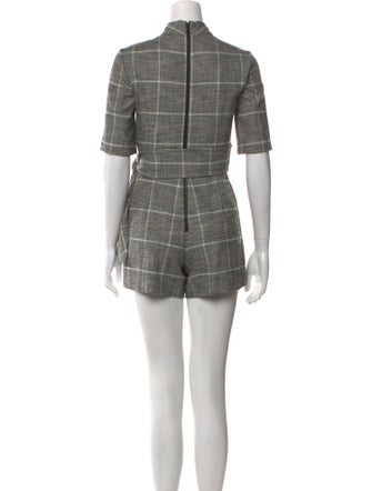 Alice + Olivia Plaid Print Mock Neck Romper