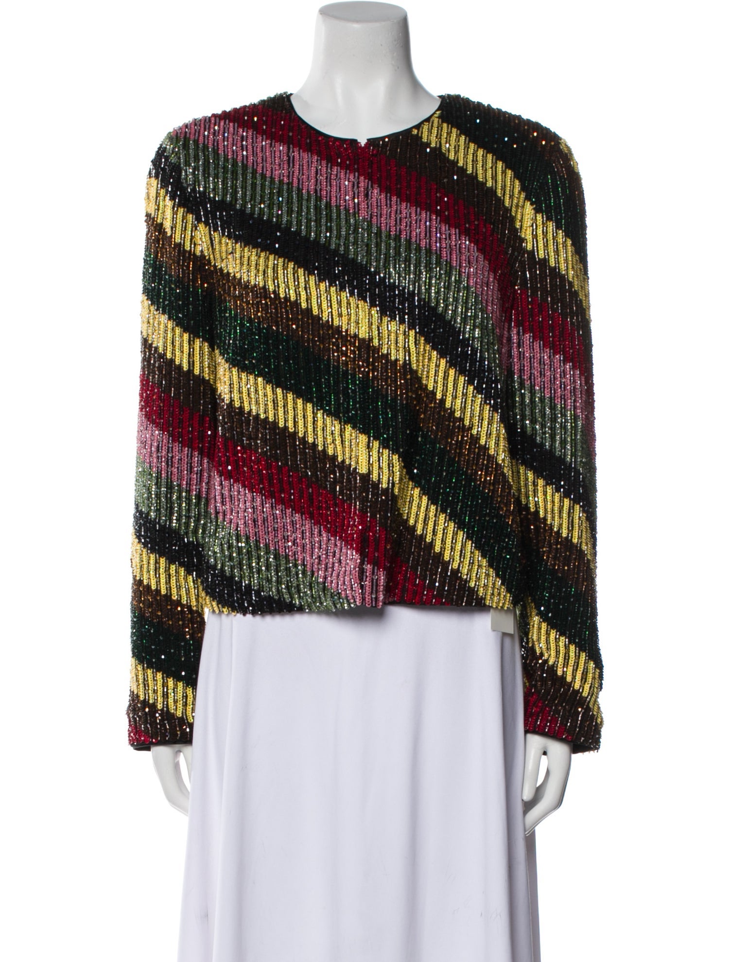 Alice + Olivia Silk Striped Evening Jacket