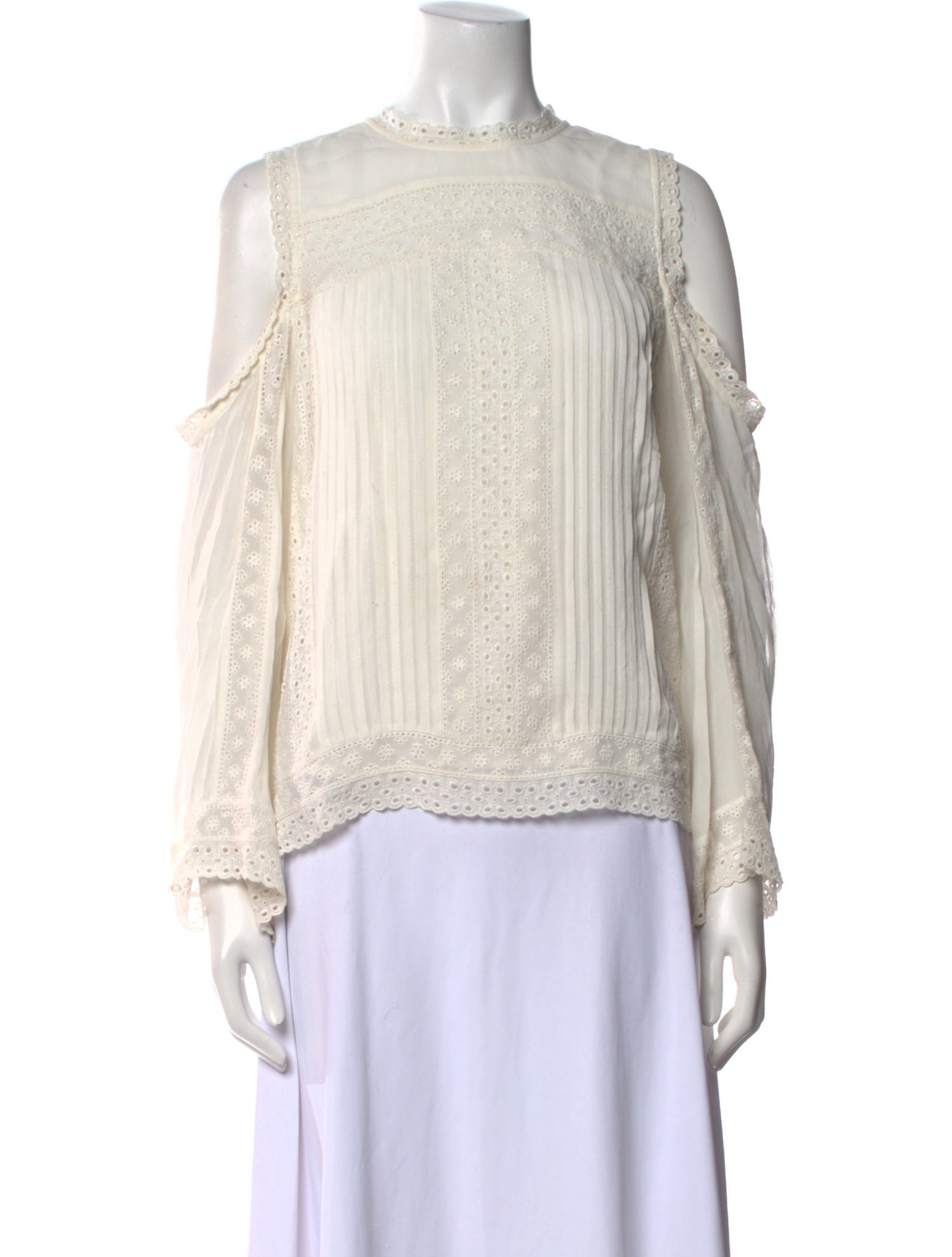 Alice + Olivia Off-The-Shoulder Long Sleeve Blouse