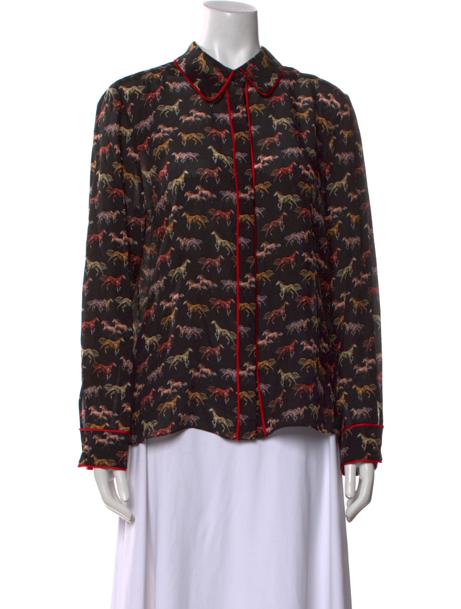 Alice + Olivia Silk Printed Button-Up Top
