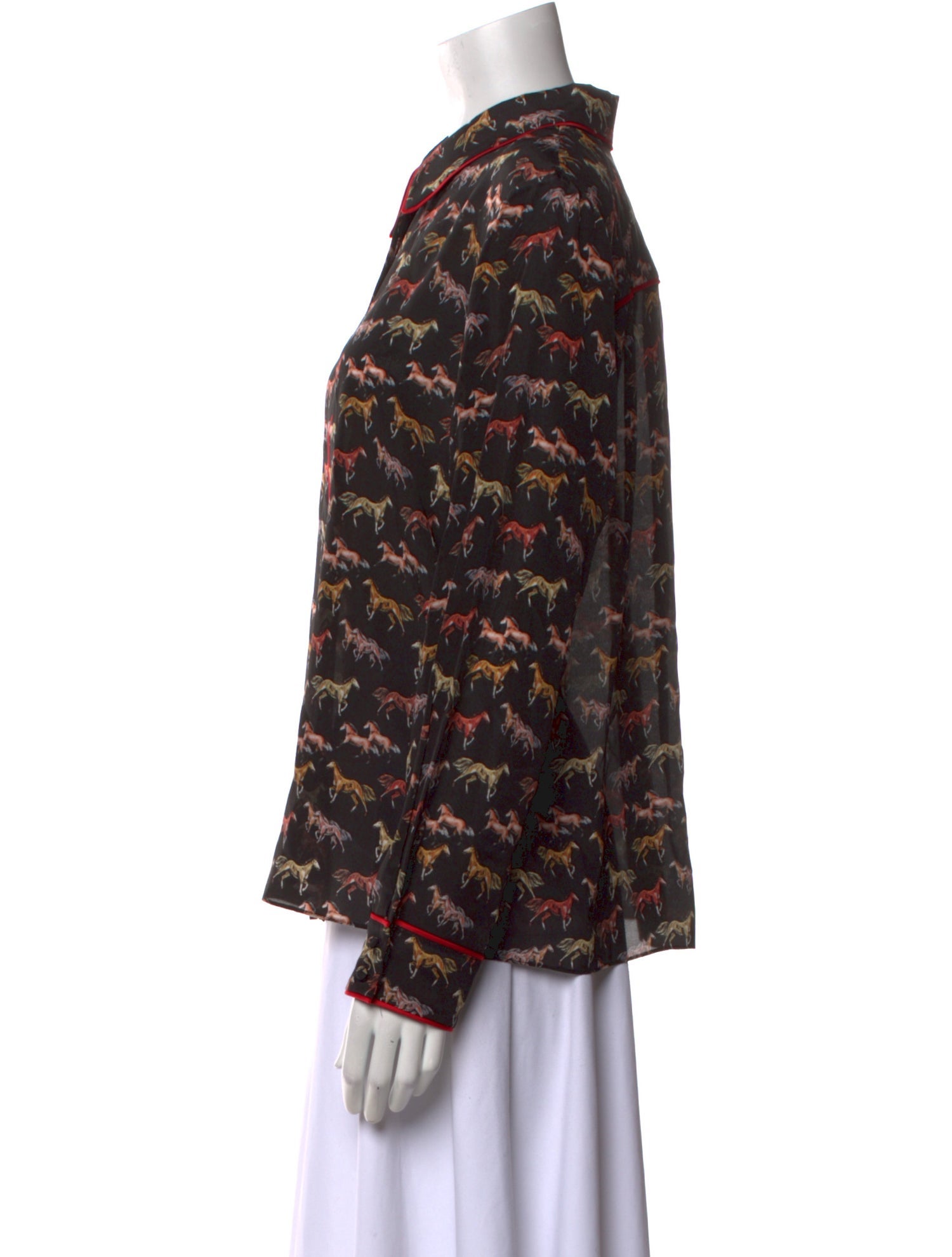 Alice + Olivia Silk Printed Button-Up Top