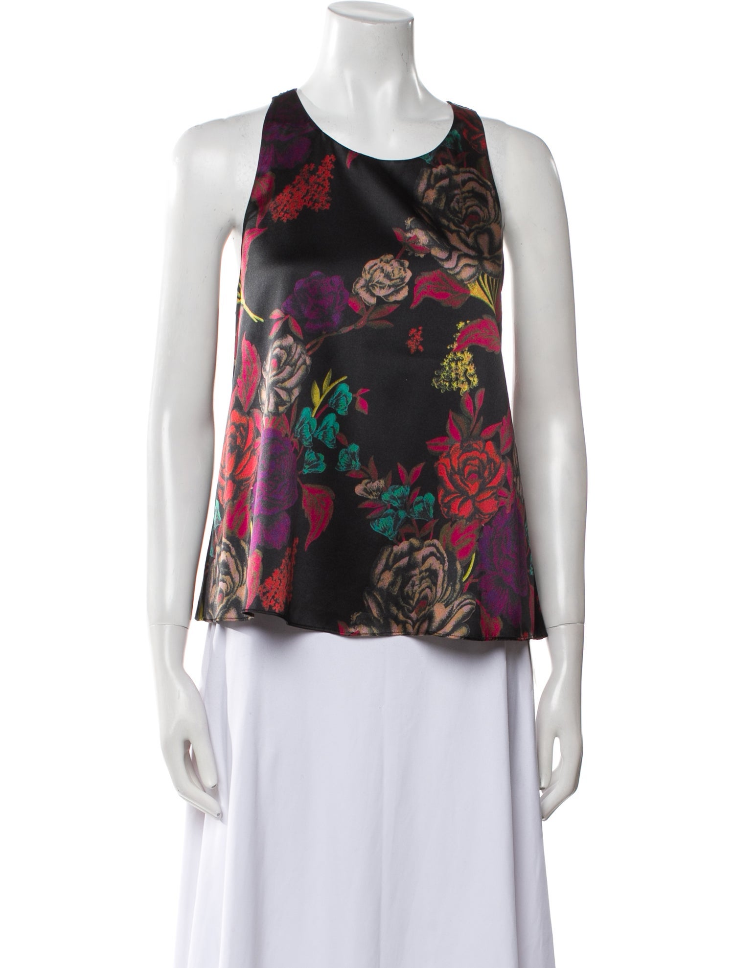 Alice + Olivia Silk Floral Print Top