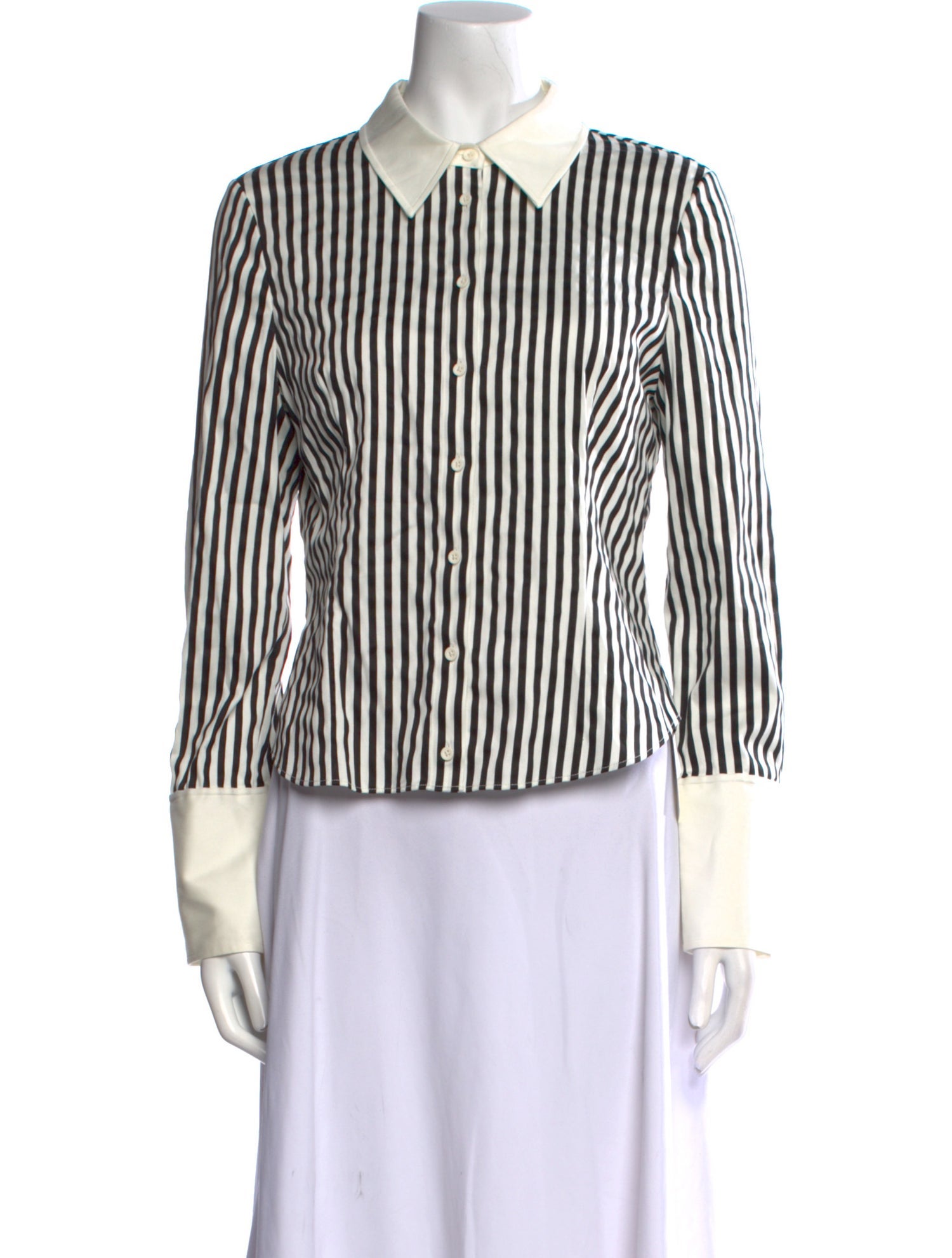 Alice + Olivia Striped Long Sleeve Button-Up Top