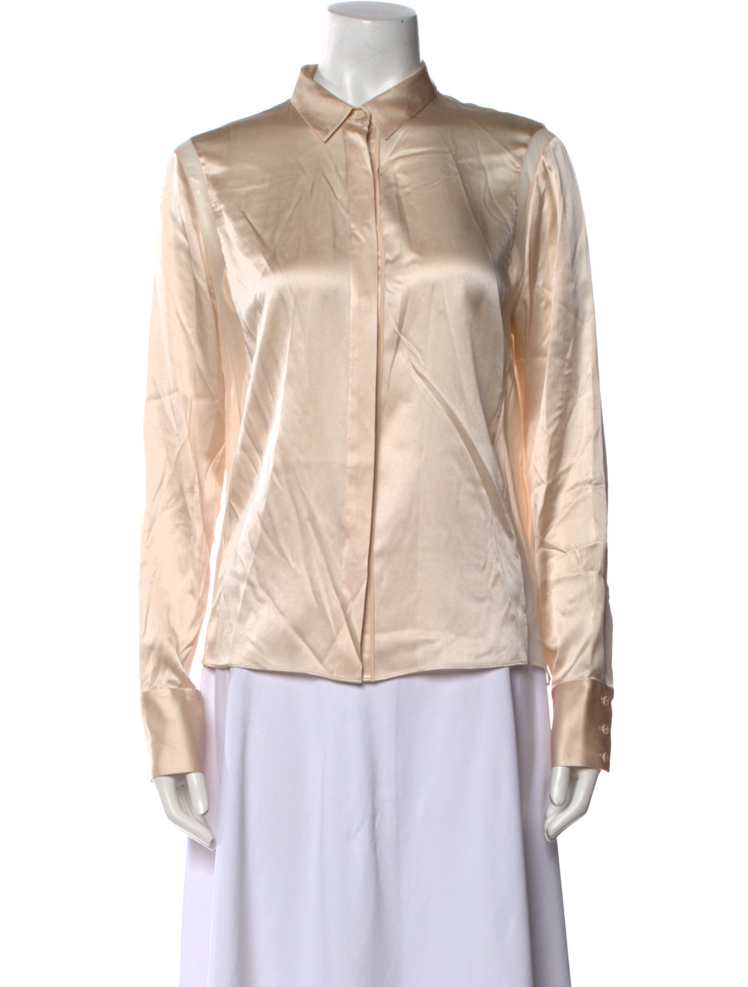 Alice + Olivia Silk Mock Neck Button-Up Top