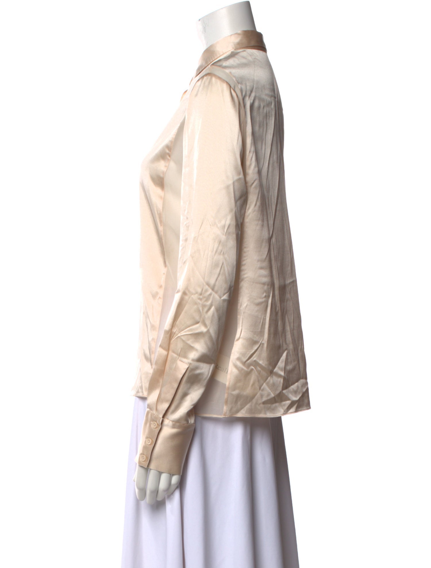 Alice + Olivia Silk Mock Neck Button-Up Top