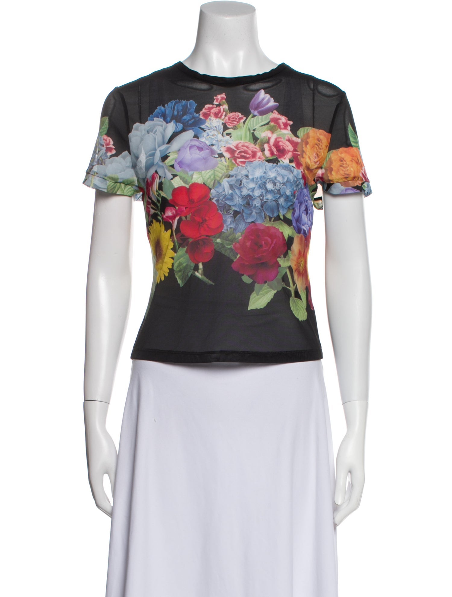 Alice + Olivia Floral Print Crew Neck T-Shirt w/ Tags