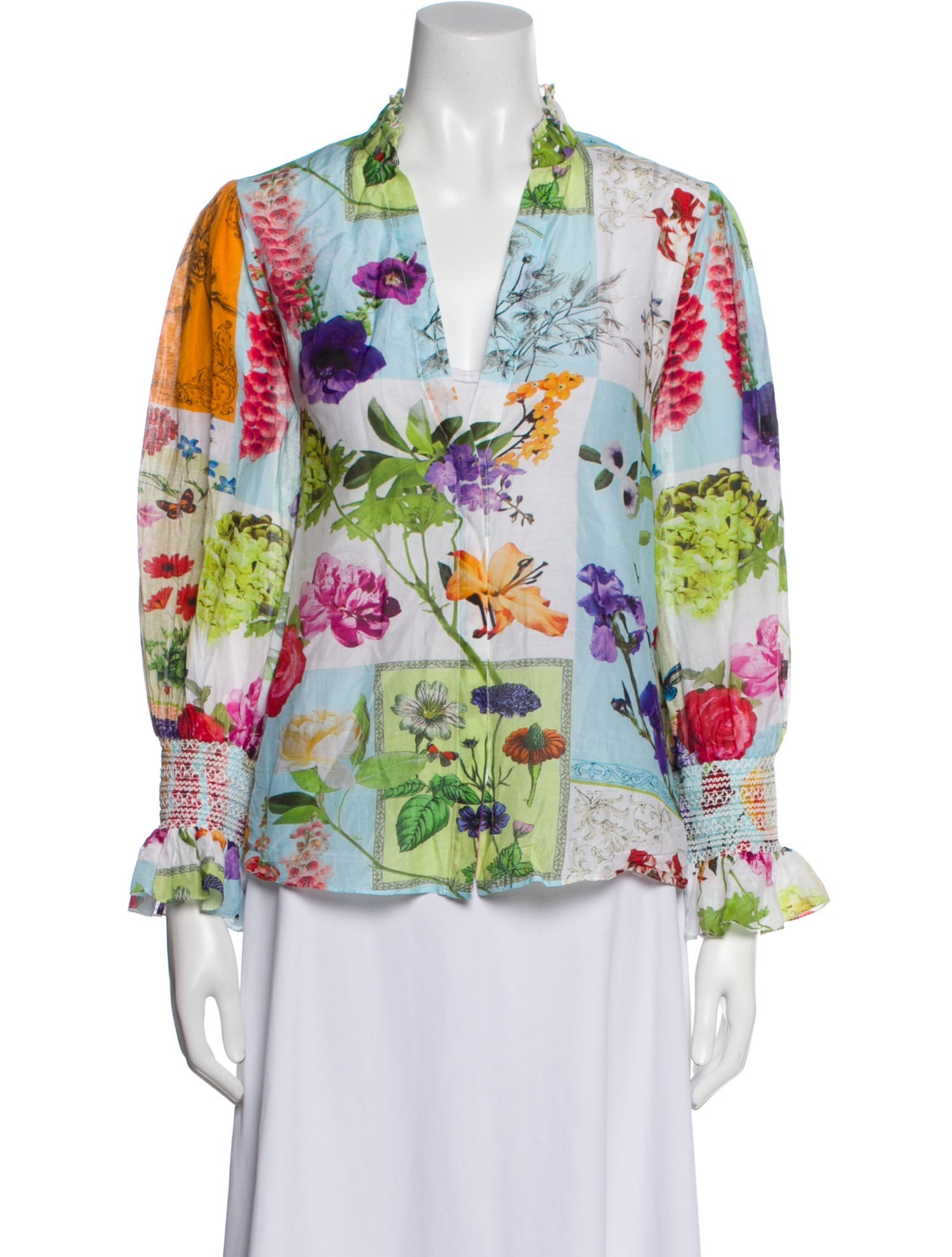 Alice + Olivia Floral Print V-Neck Blouse