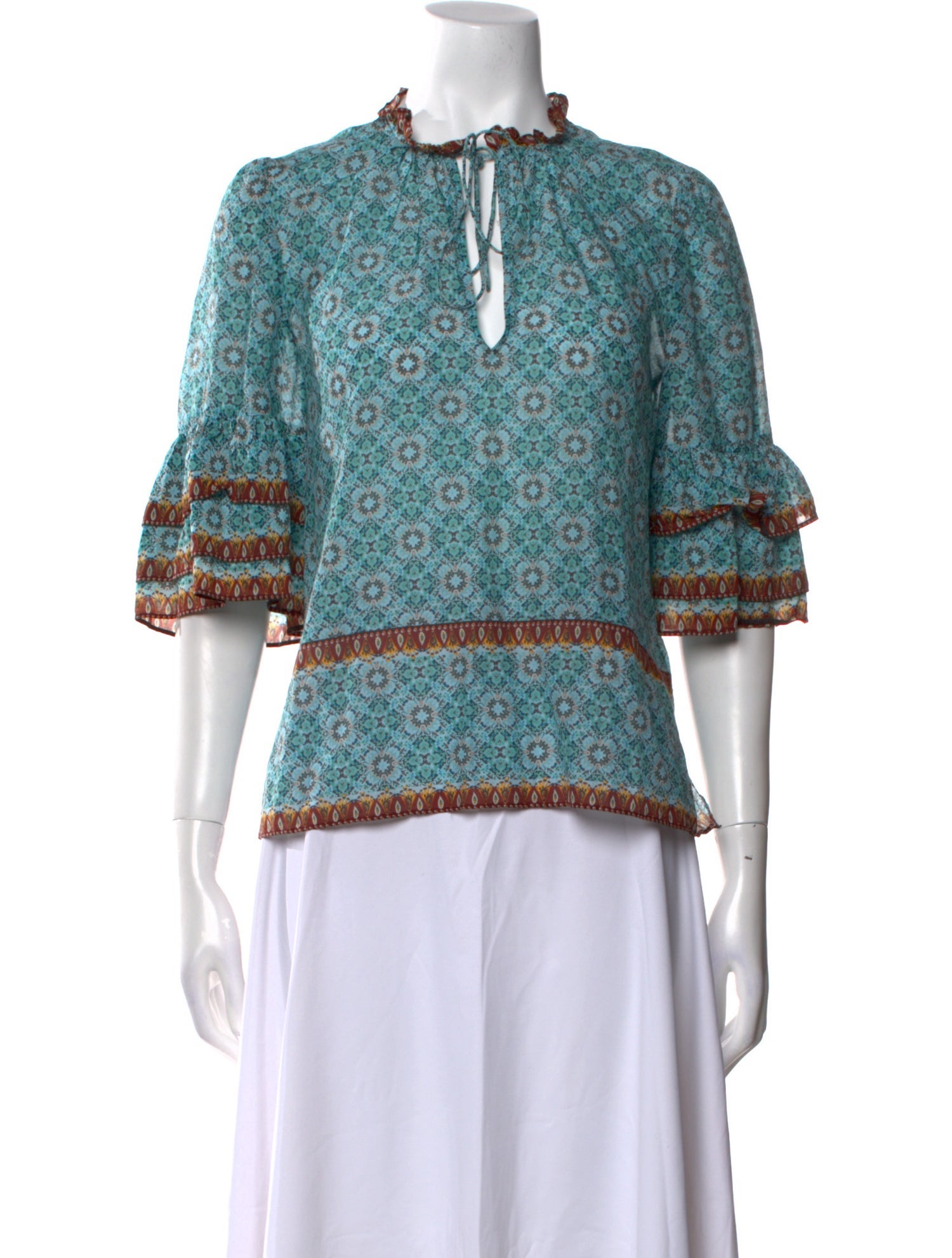 Alice + Olivia Printed Mock Neck Blouse