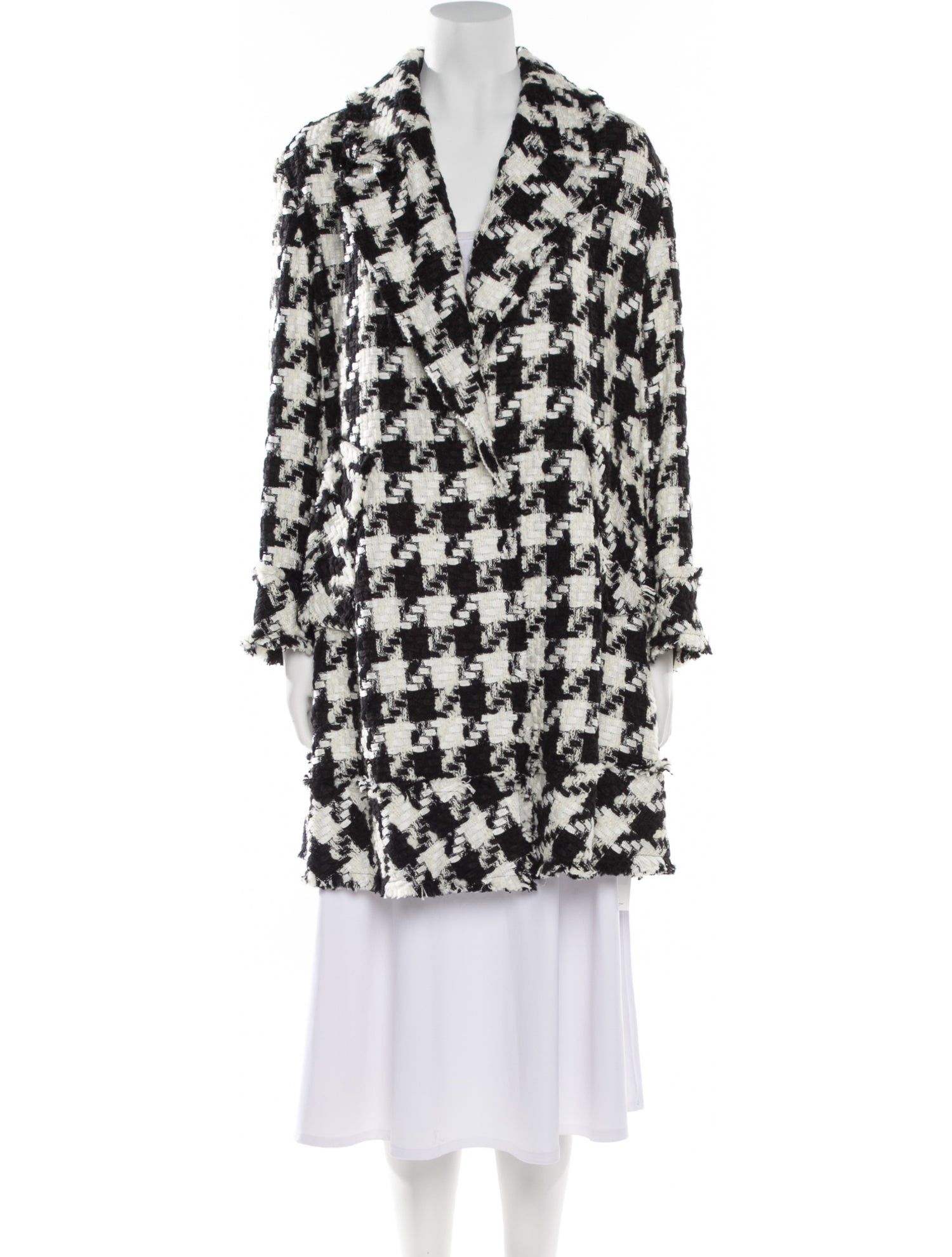 Alice + Olivia Wool Houndstooth Print Coat