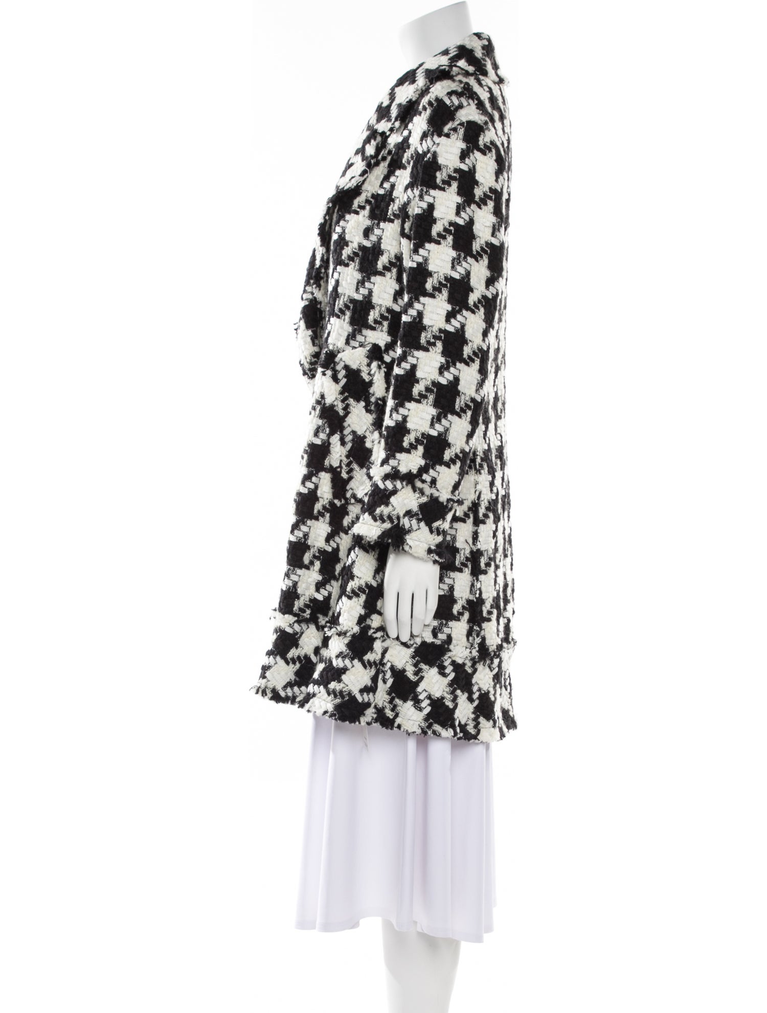 Alice + Olivia Wool Houndstooth Print Coat
