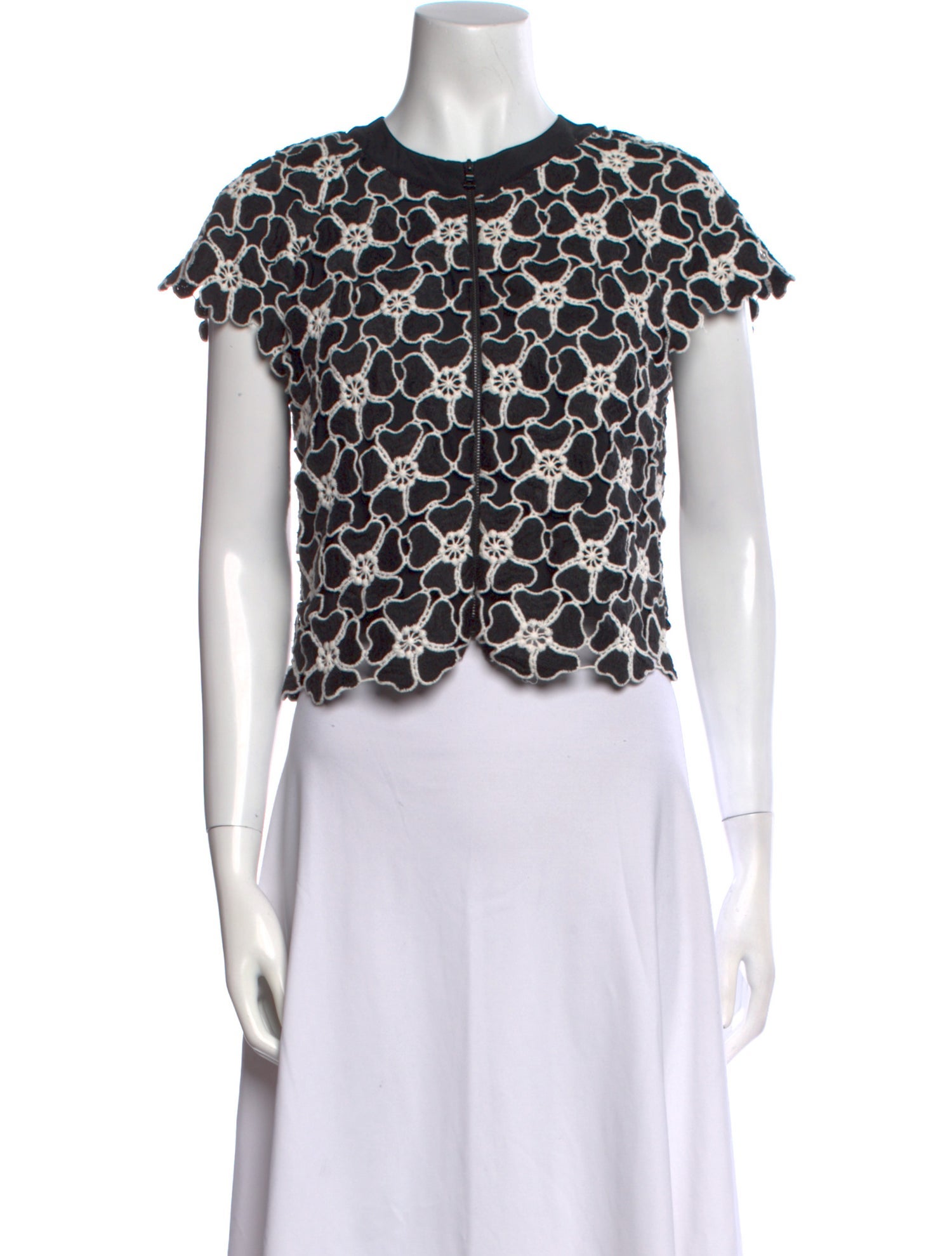 Alice + Olivia Patterned Crew Neck Crop Top