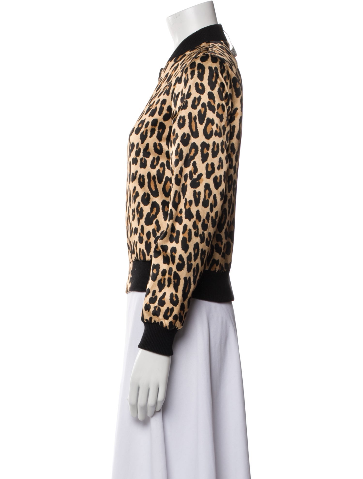 Alice + Olivia Silk Animal Print Bomber Jacket