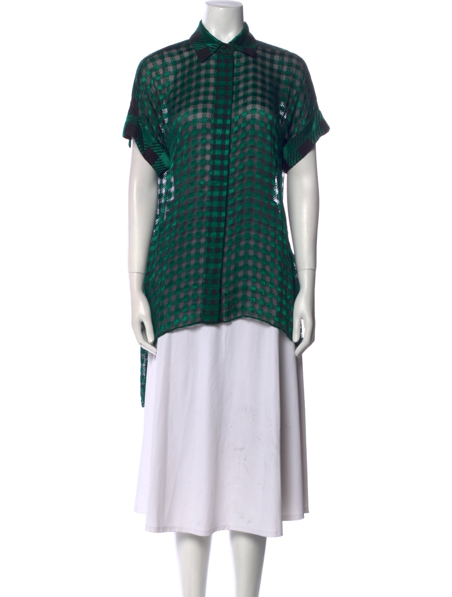 Alice + Olivia Plaid Print Short Sleeve Button-Up Top w/ Tags