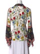 Alice + Olivia Printed V-Neck Button-Up Top