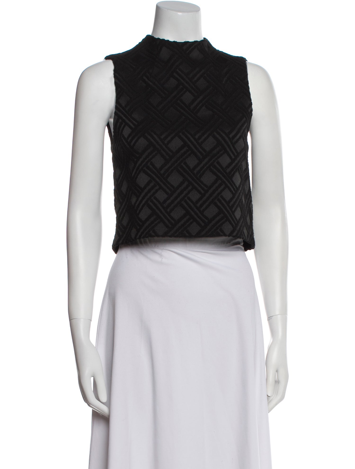 Alice + Olivia Plaid Print Mock Neck Crop Top