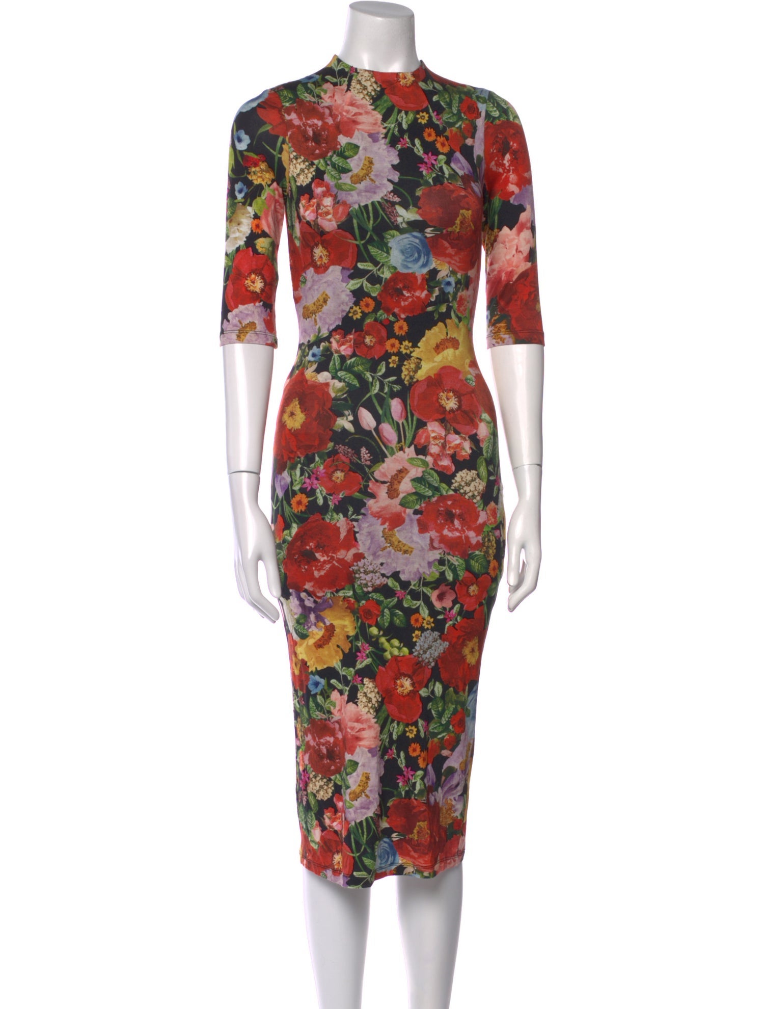 Alice + Olivia Floral Print Midi Length Dress