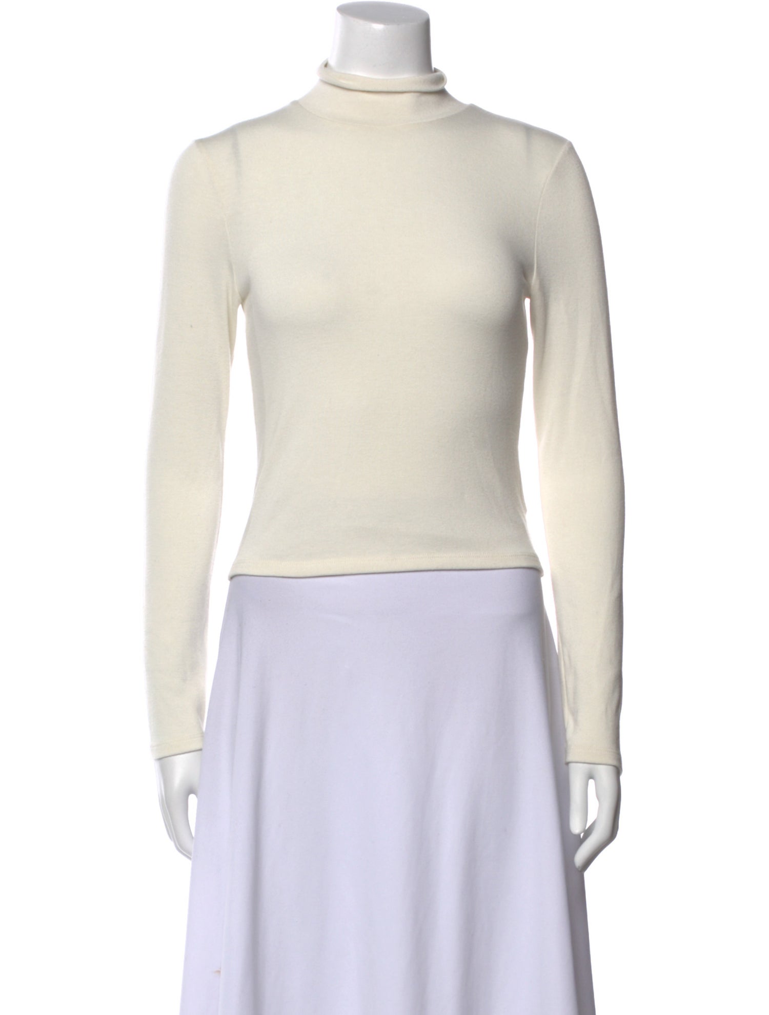 Alice + Olivia Mock Neck Long Sleeve Crop Top