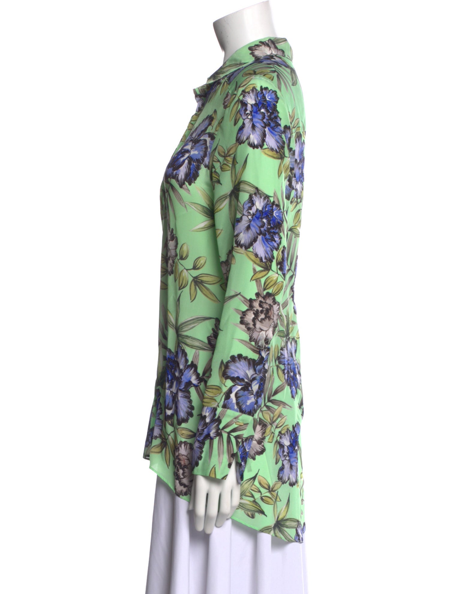 Alice + Olivia Silk Floral Print Button-Up Top